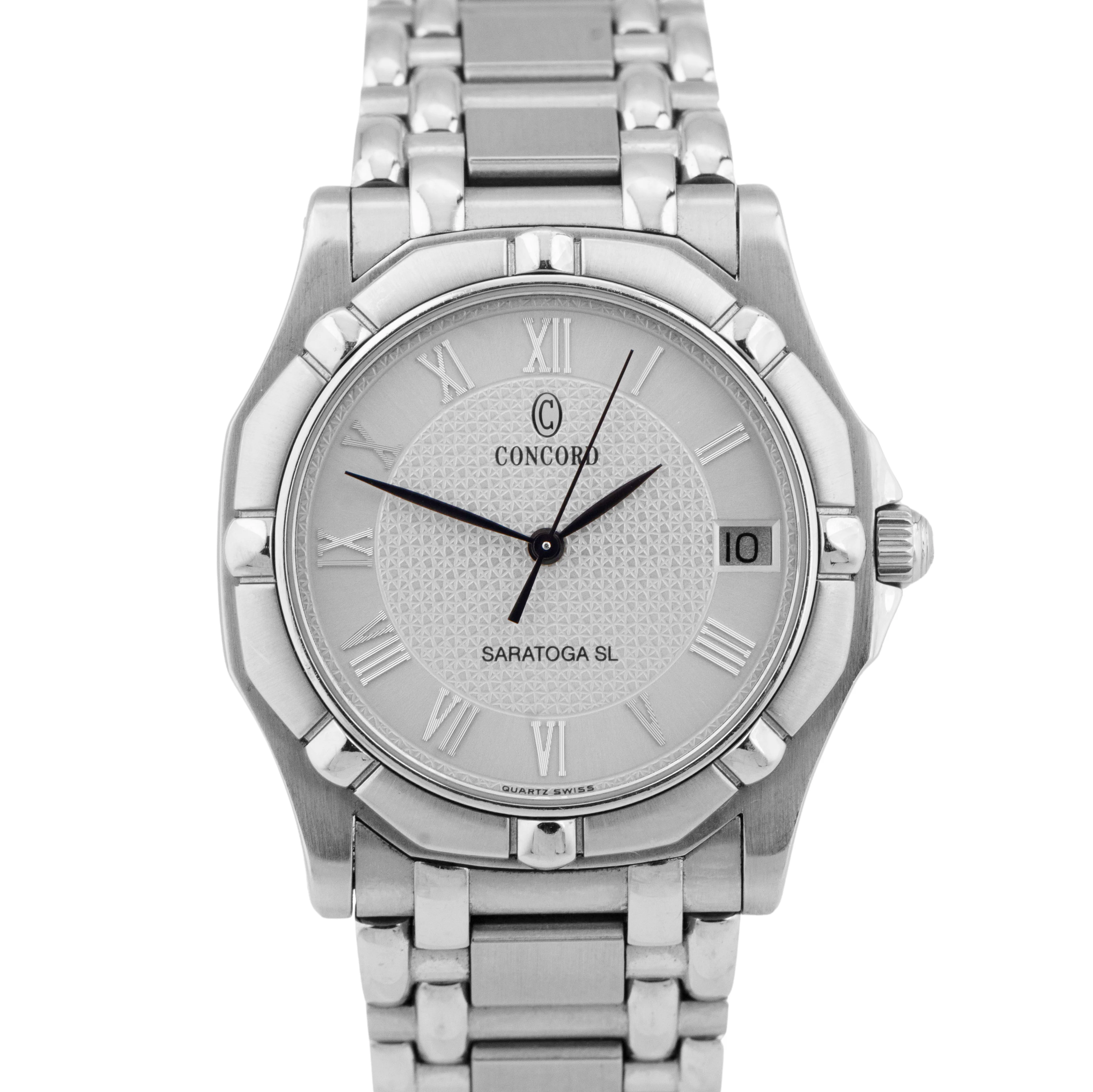 MINT Saratoga SL Stainless Steel Silver Quartz 34mm Date Watch 14-C2-230 BOX