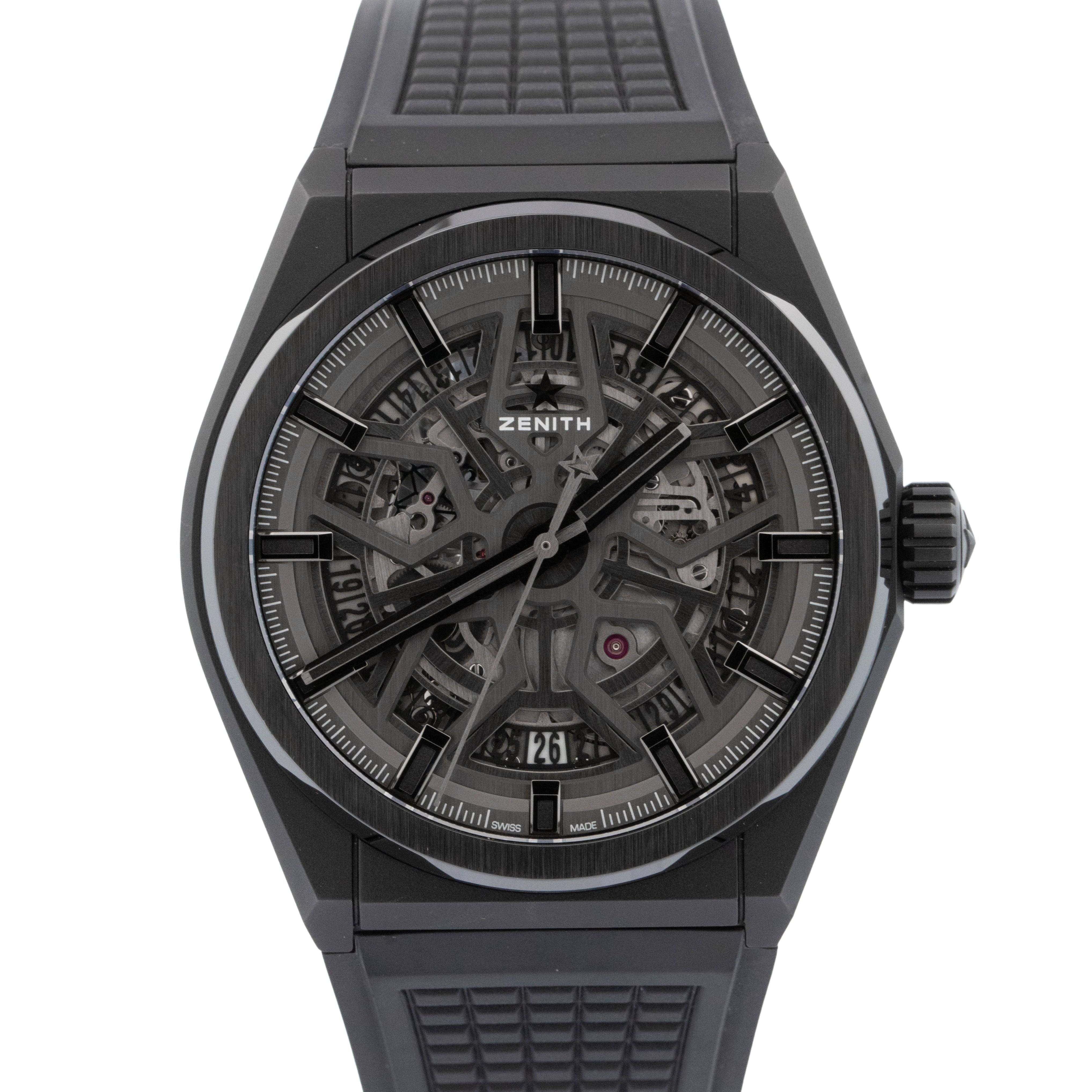 MINT Zenith Defy Classic Black Ceramic Skeleton 41mm Watch 49.9000.670/77.R782