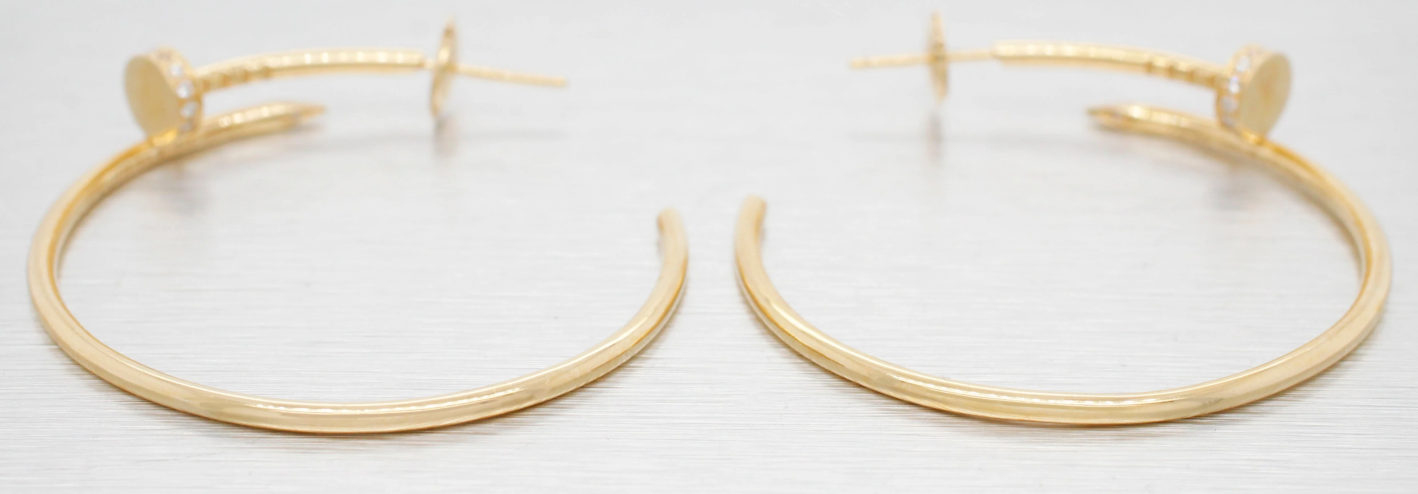 Cartier Juste Un Clou Hoop Earrings, Large, 0.17ctw Diamond - 18k Yellow Gold - Image 2