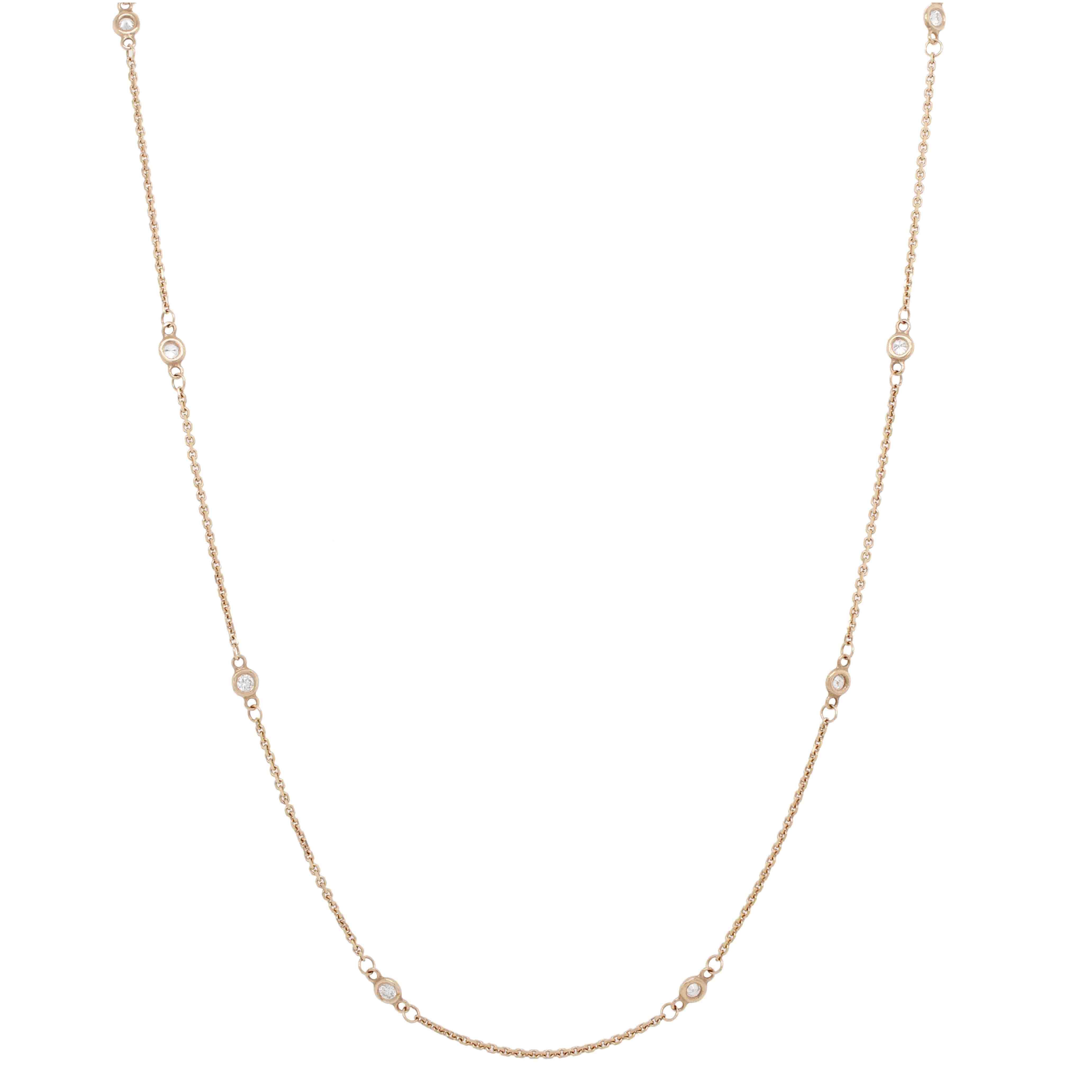 Modern Designer 0.30ctw Diamond Station Necklace - 14k Rose Gold - 18"