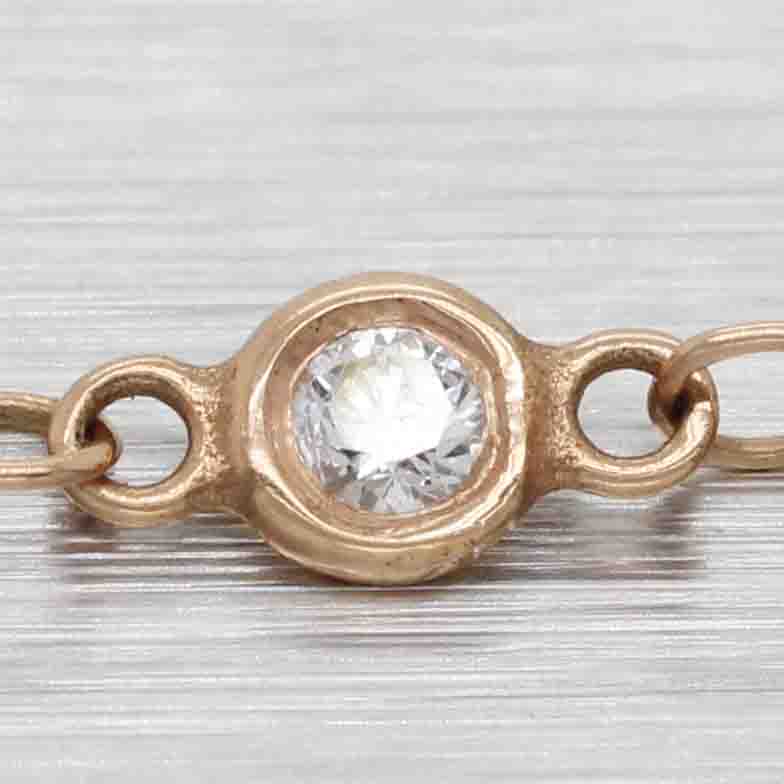 Modern Designer 0.30ctw Diamond Station Necklace - 14k Rose Gold - 18" - Image 2