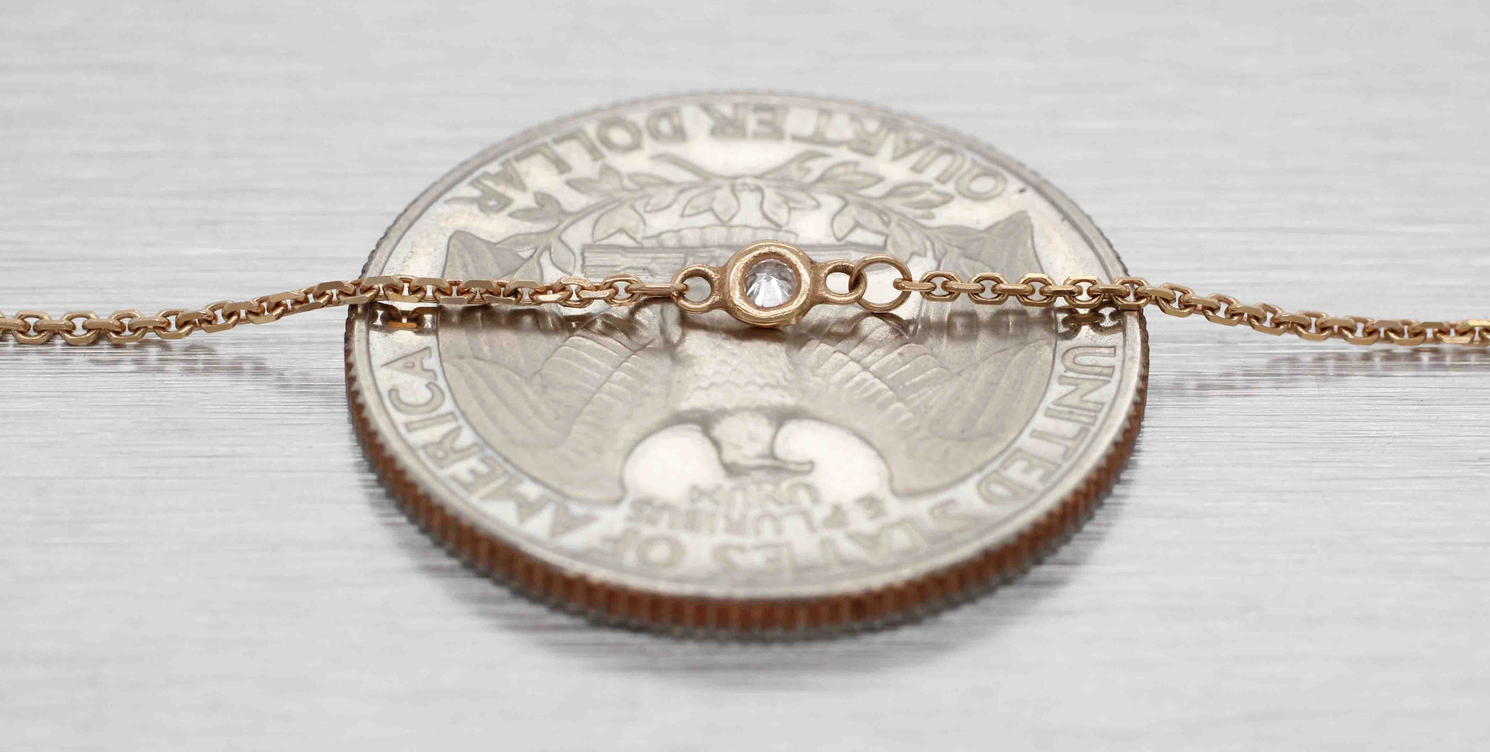 Modern Designer 0.30ctw Diamond Station Necklace - 14k Rose Gold - 18" - Image 5
