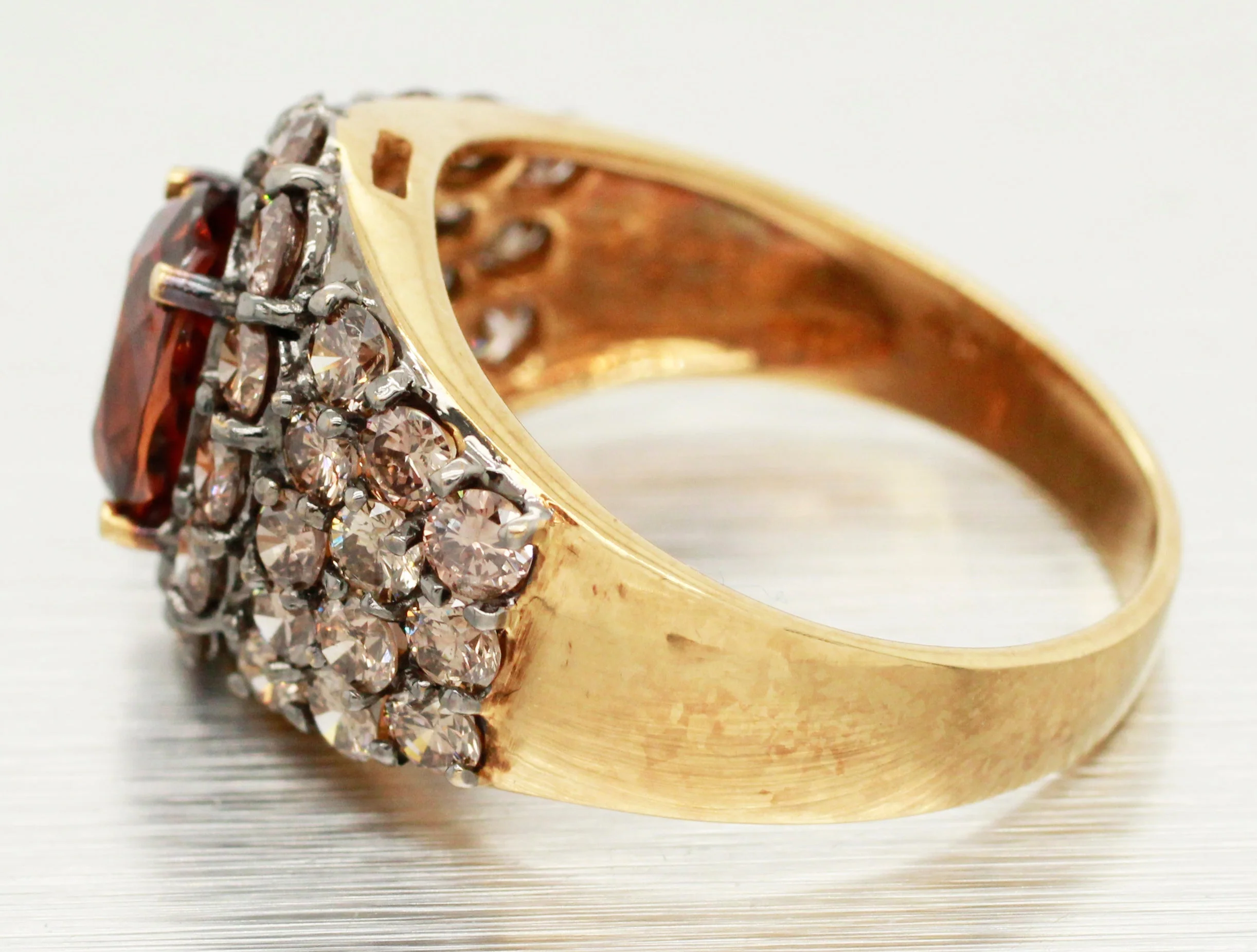 Modern 1ct Citrine & Brown Diamond Engagement Ring - 18k Yellow Gold - Size 9 - Image 2
