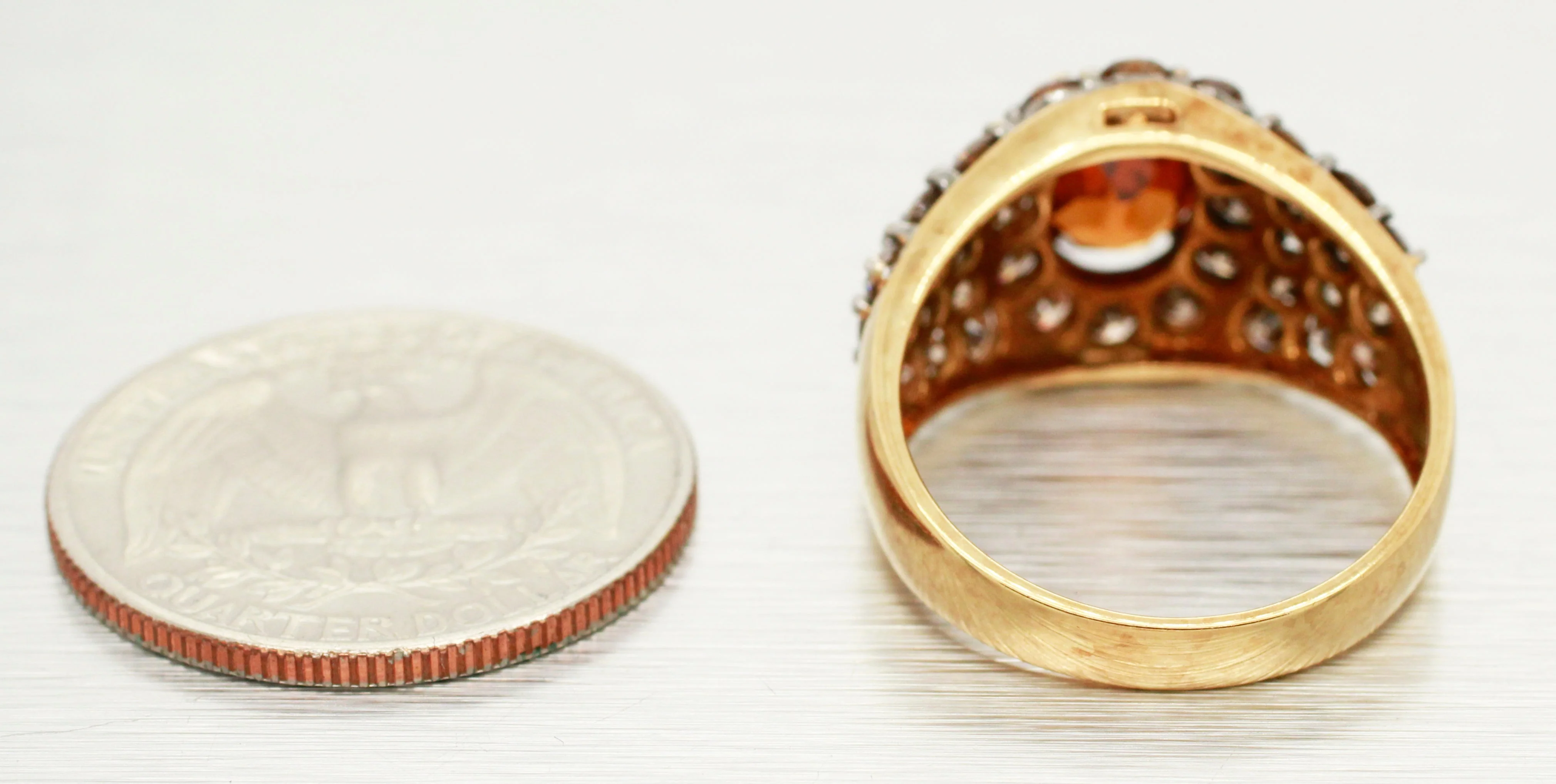 Modern 1ct Citrine & Brown Diamond Engagement Ring - 18k Yellow Gold - Size 9 - Image 6