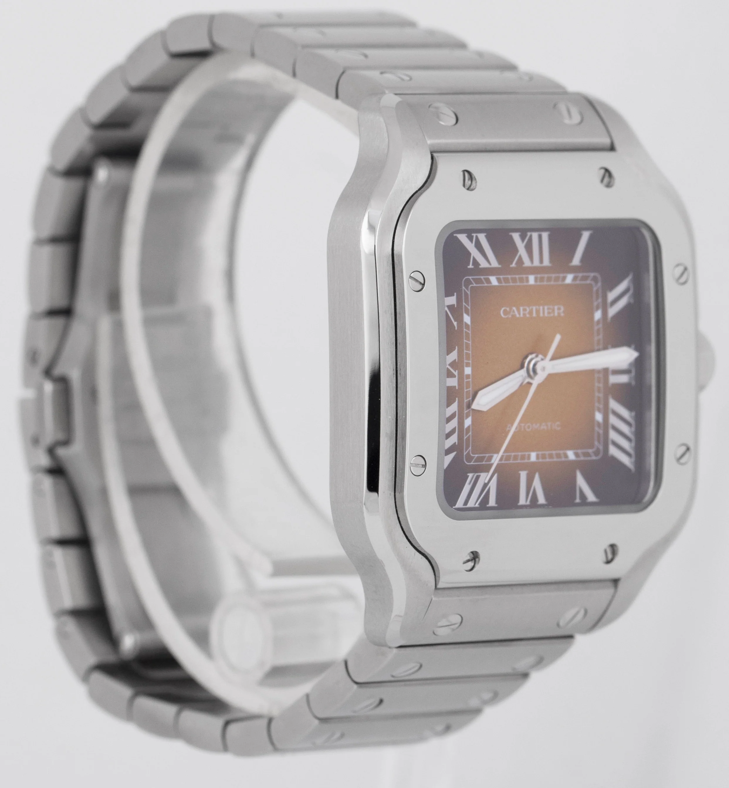 NEW 2024 PAPERS Cartier Santos Mid-Size 35mm Brown Steel WSSA0065 4075 BOX - Image 4
