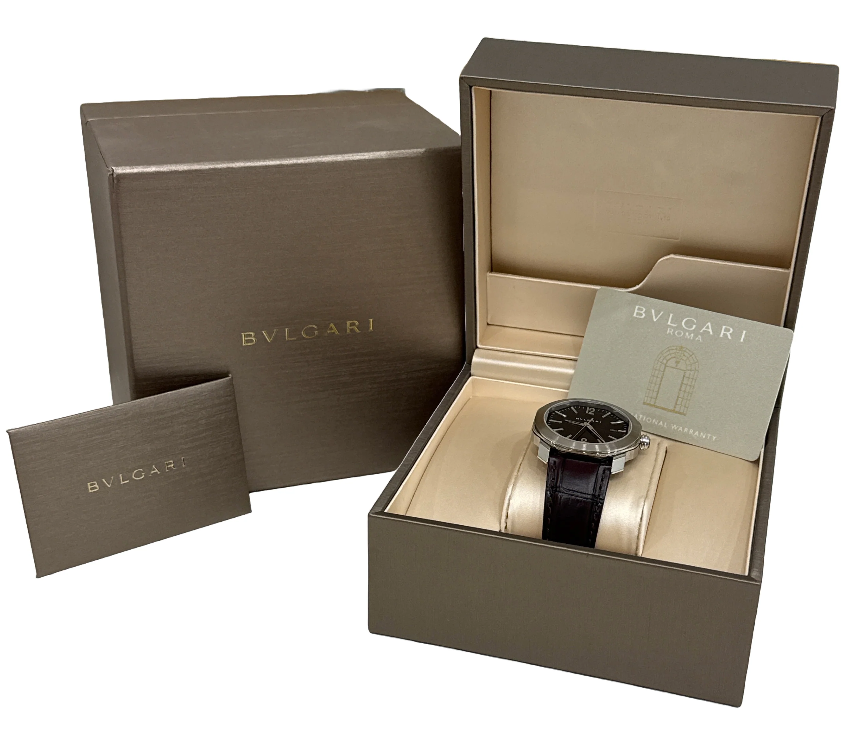 NEW 2025 PAPERS BVLGARI Bulgari 41mm Octo Roma BLACK OC41C1SLD Watch OC 41 S BOX - Image 2