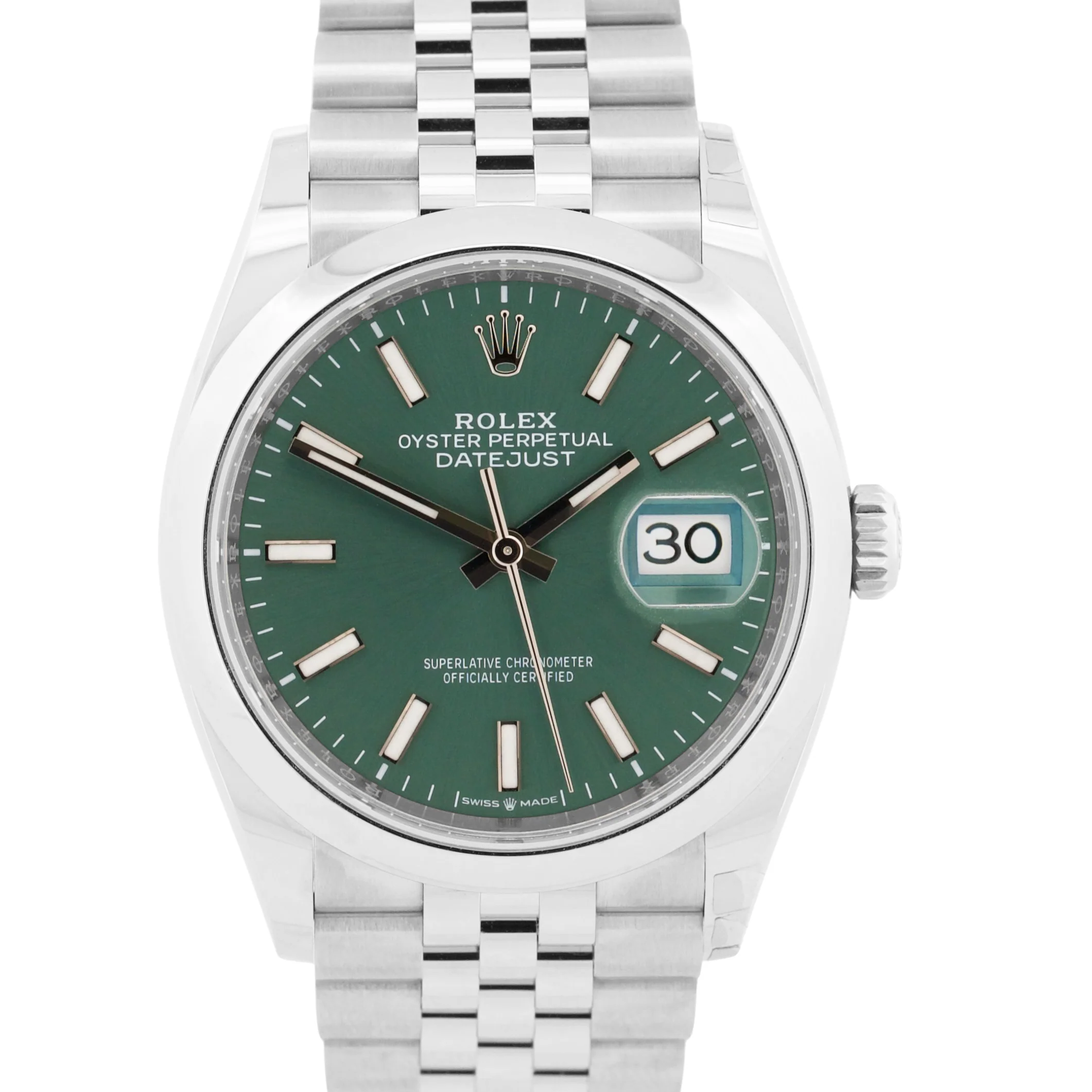 NEW 2025 PAPERS Rolex DateJust MINT GREEN Steel JUBILEE 36mm Watch 126200 BOX