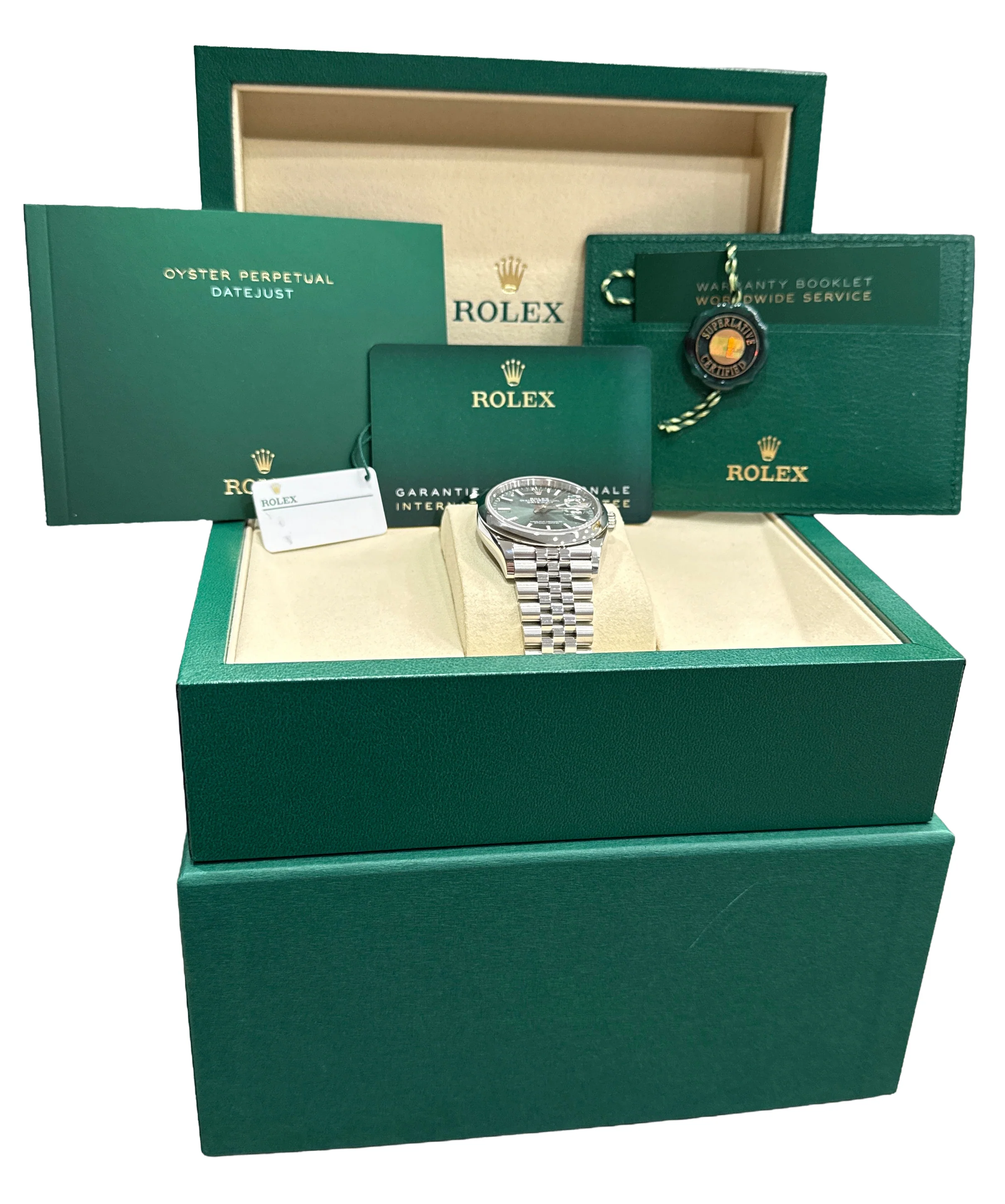 NEW 2025 PAPERS Rolex DateJust MINT GREEN Steel JUBILEE 36mm Watch 126200 BOX - Image 2