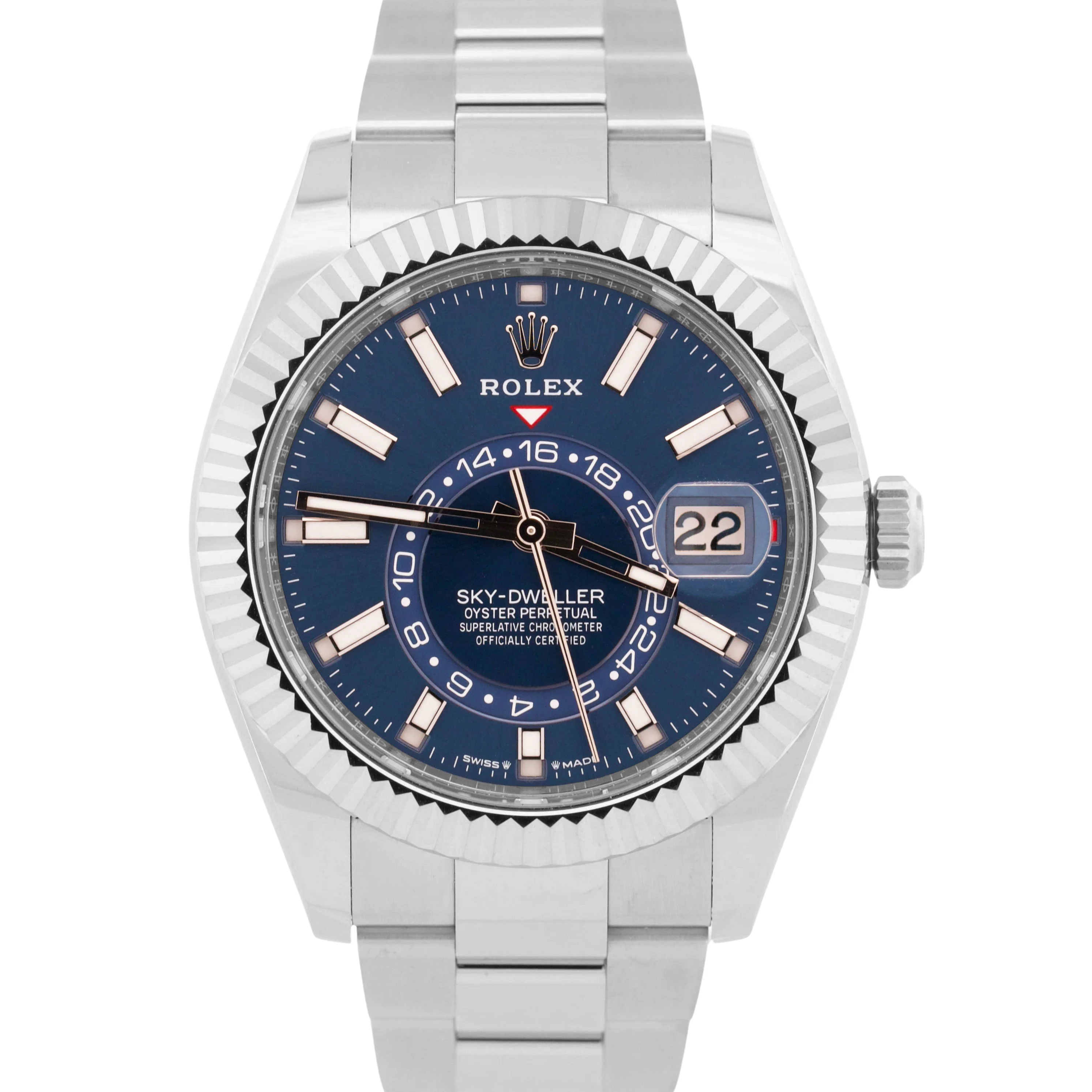 NEW 2025 PAPERS Rolex Sky-Dweller BLUE 18K Gold Steel Oyster 42mm 336934 BOX