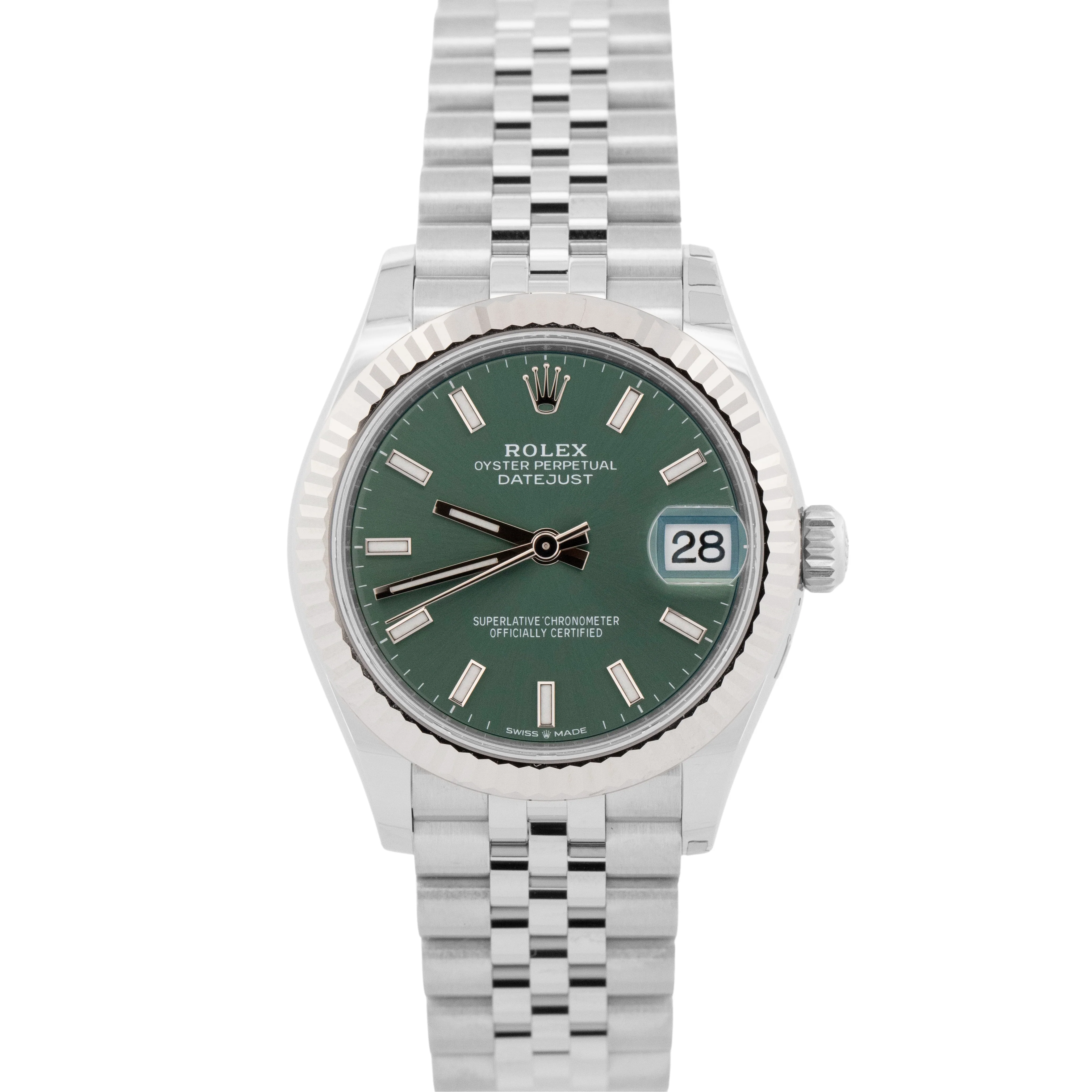 NEW 2026 PAPERS Rolex DateJust 31mm MINT GREEN 18K Gold JUBILEE Steel 278274 BOX
