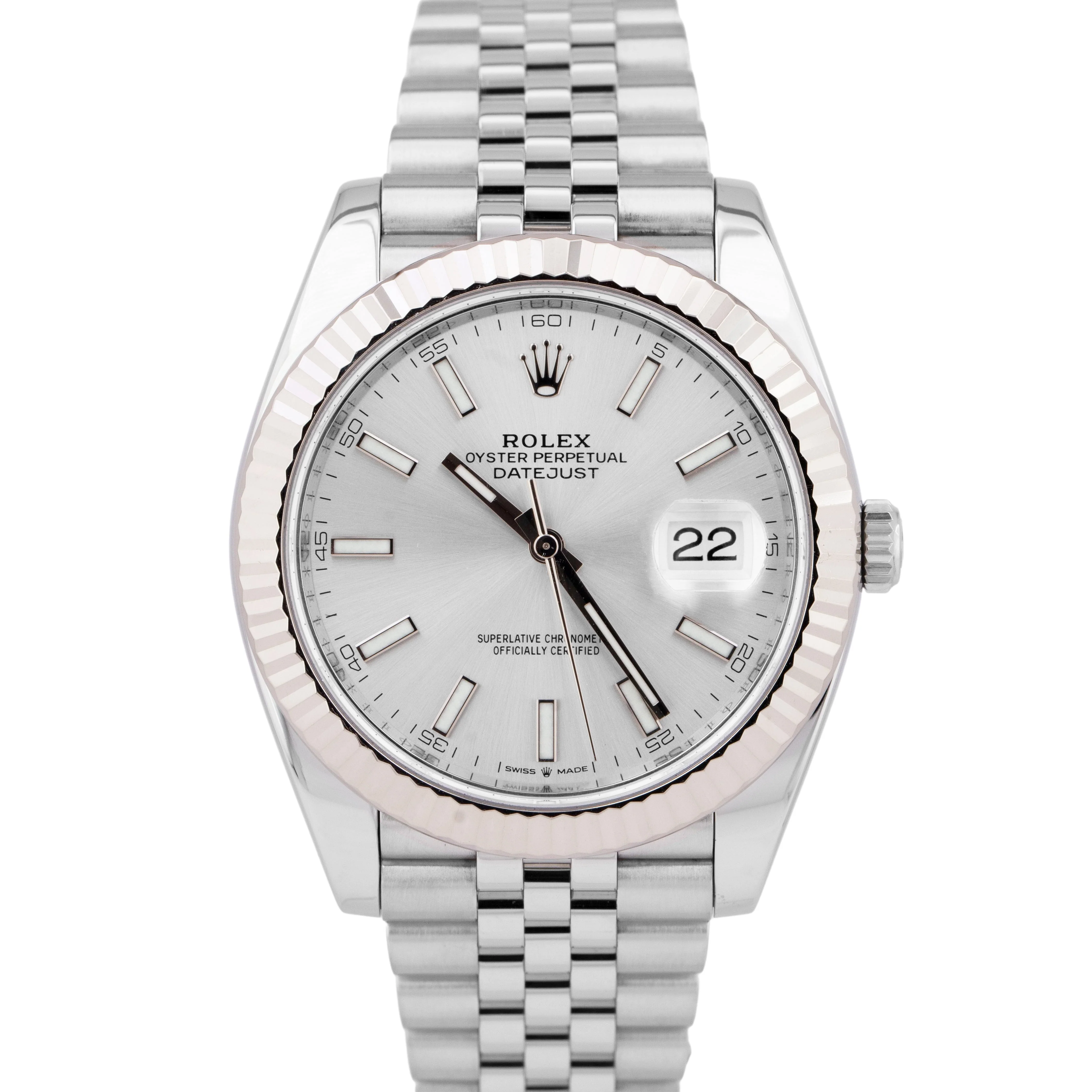 NEW AUG 2025 PAPERS Rolex DateJust 41mm SILVER 18K Gold Steel JUBILEE 126334 BOX