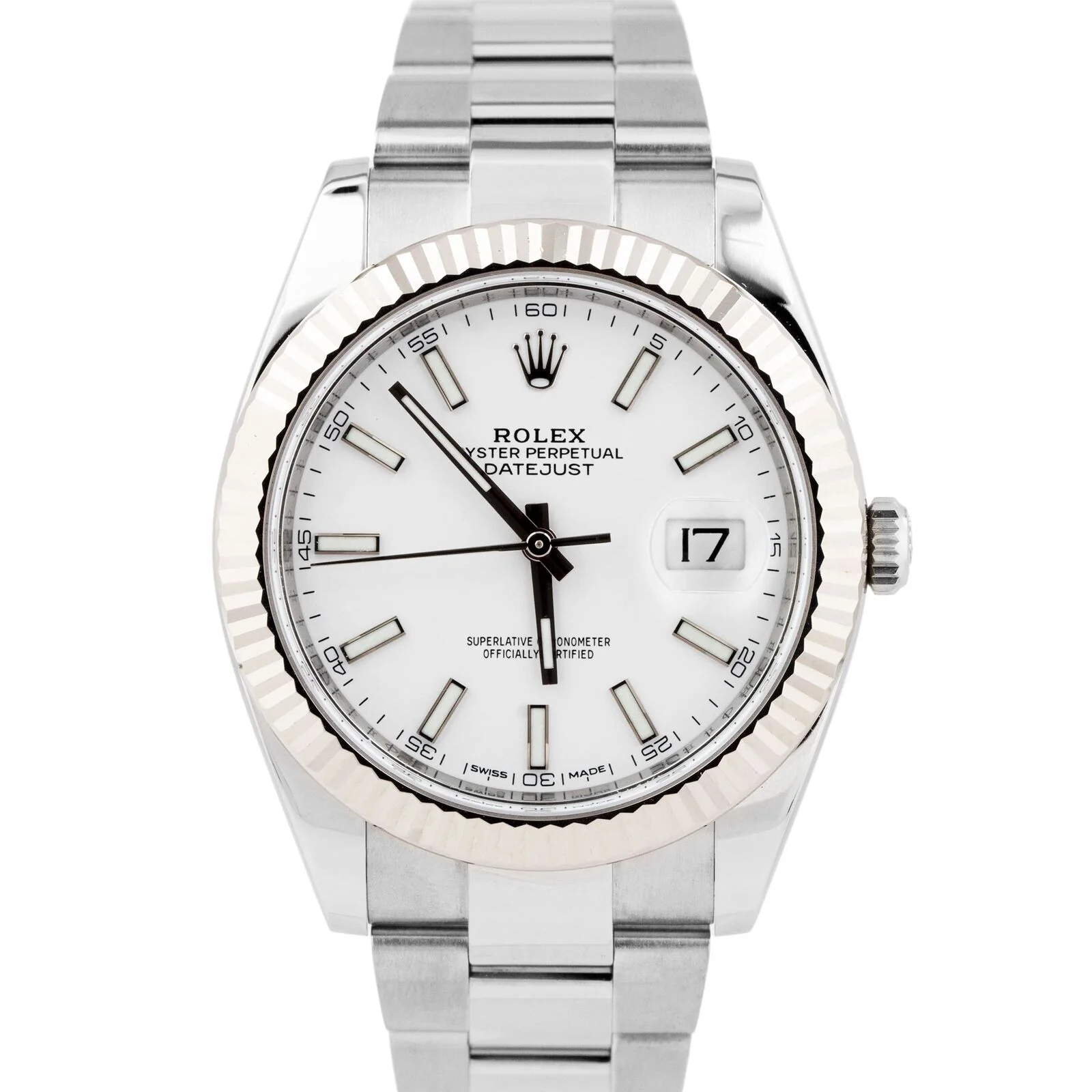 NEW JULY 2025 PAPERS Rolex DateJust 41 WHITE 18K Fluted OYSTER 41mm 126334 BOX