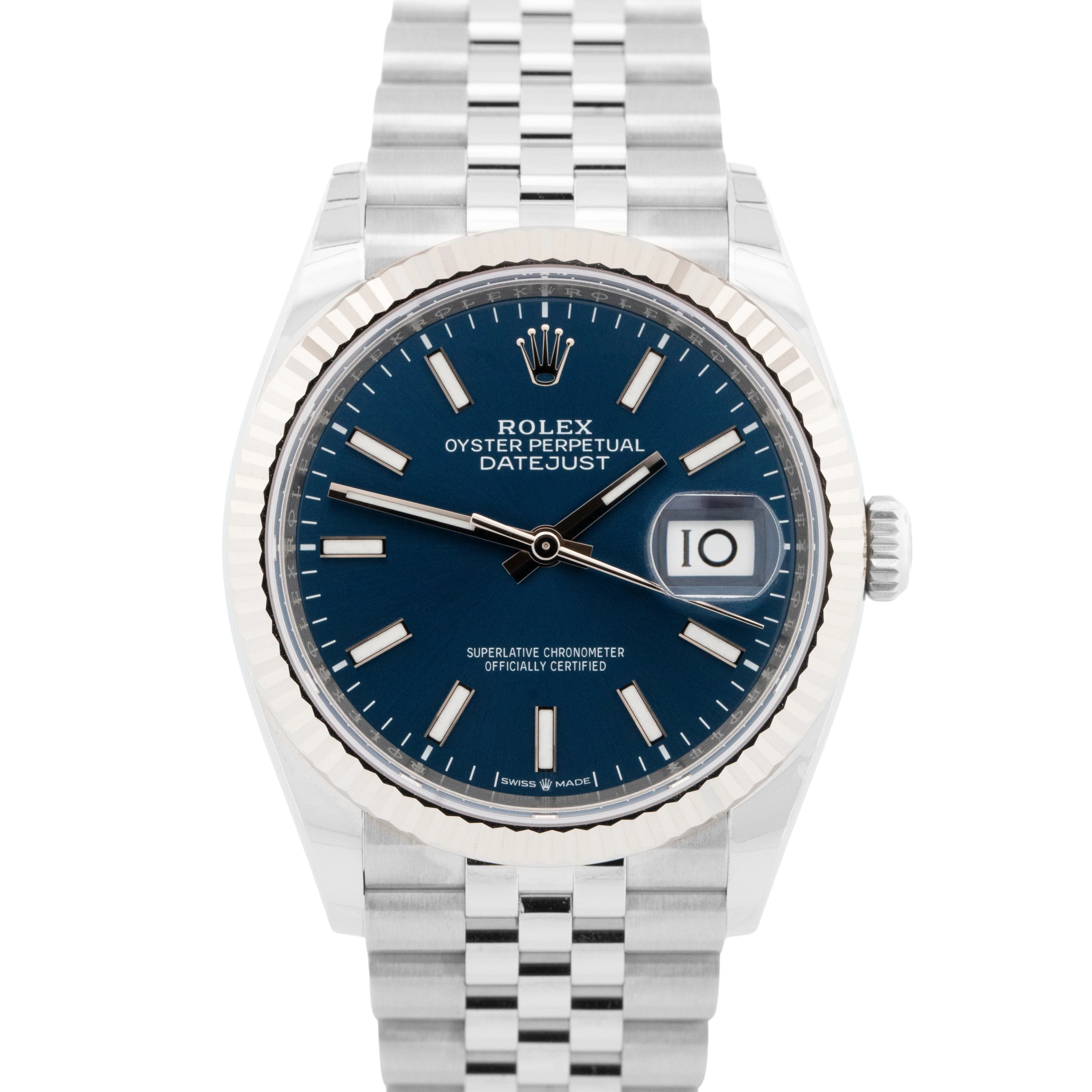 NEW JUNE 2025 Rolex DateJust BLUE 36mm Fluted 18K Gold JUBILEE Steel 126234 BOX