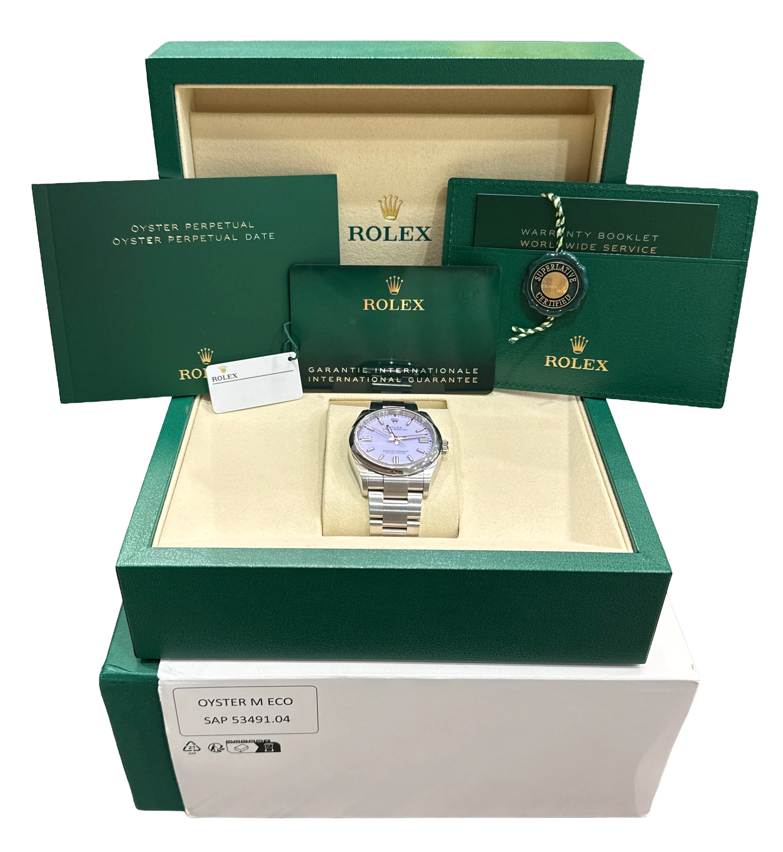 NEW MAR 2026 PAPERS Rolex Oyster Perpetual LAVENDER PURPLE Steel 36mm 126000 BOX - Image 2