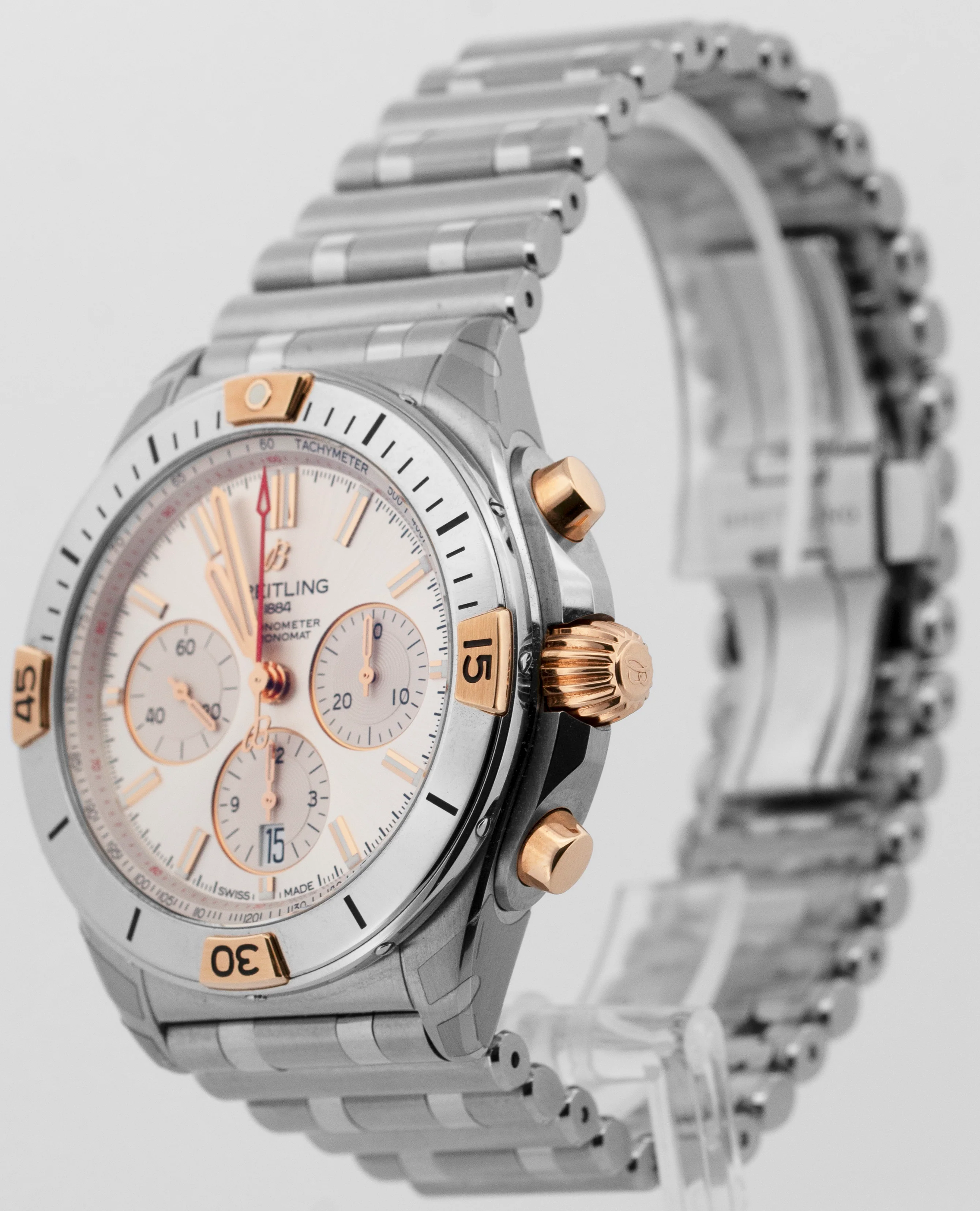 NEW PAPERS Breitling Chronomat B01 Silver Two-Tone Gold Steel 42mm IB0134 BOX - Image 4
