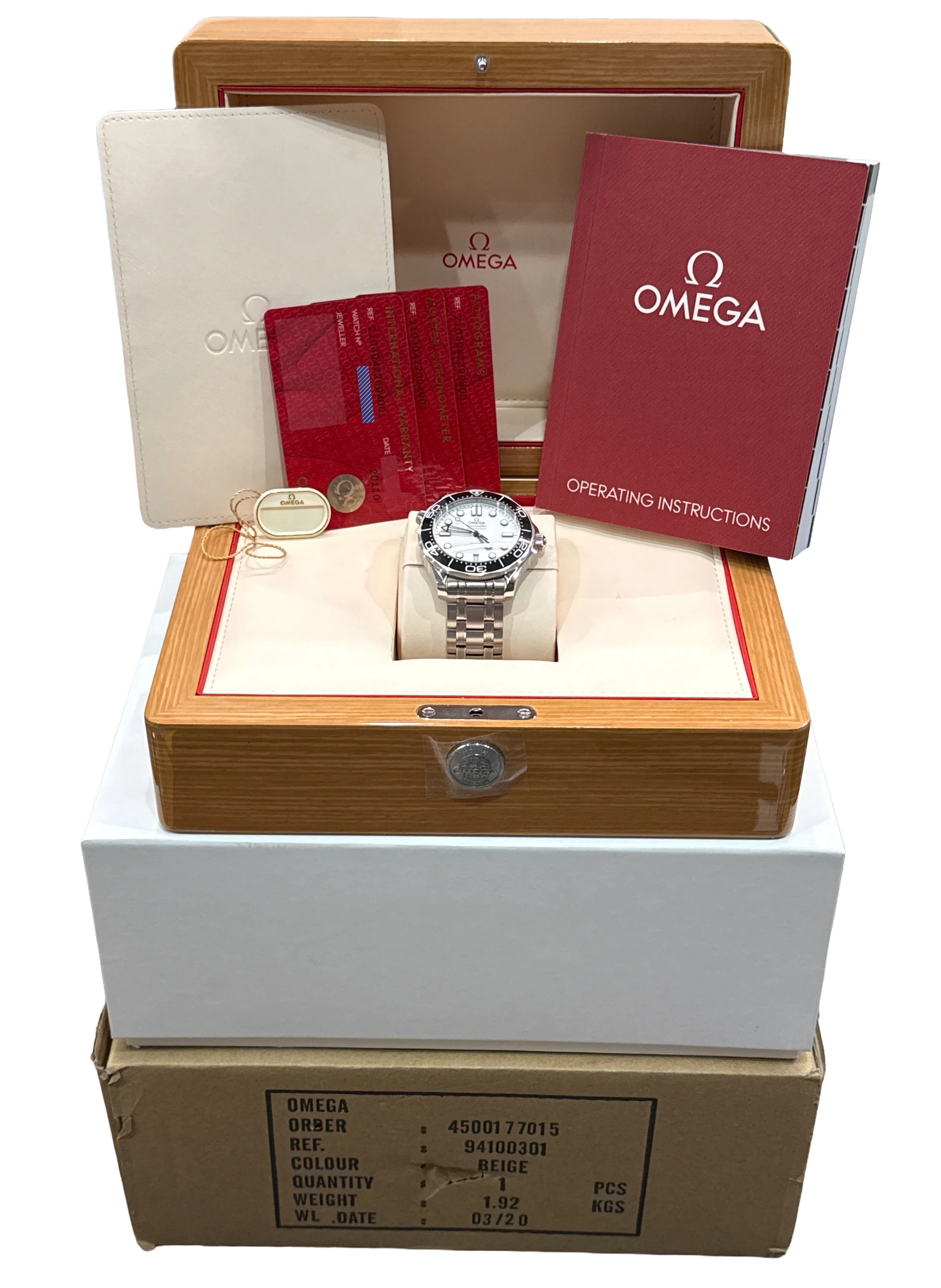 NEW PAPERS Omega Seamaster Diver 300M 42mm WHITE WAVE 210.30.42.20.04.001 BOX - Image 2