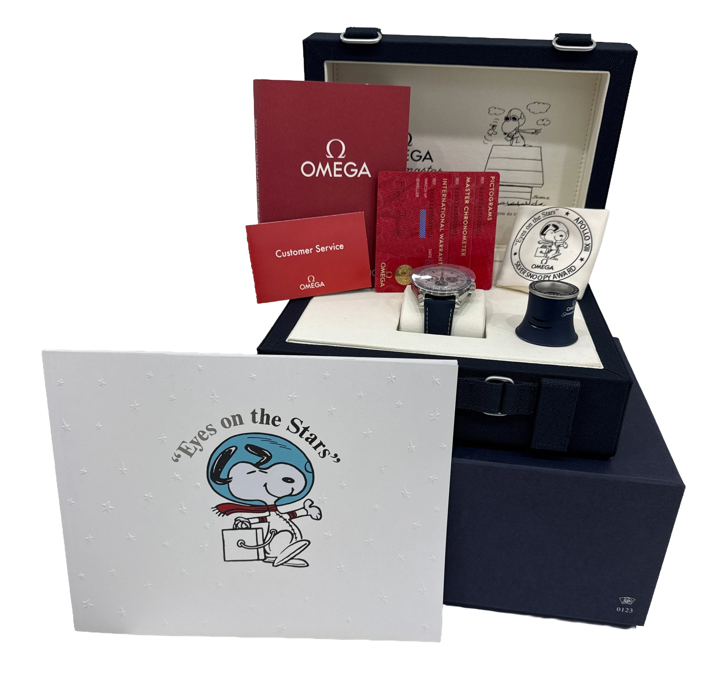 NEW PAPERS Omega Speedmaster SILVER SNOOPY AWARD BLUE 310.32.42.50.02.001 BOX - Image 2