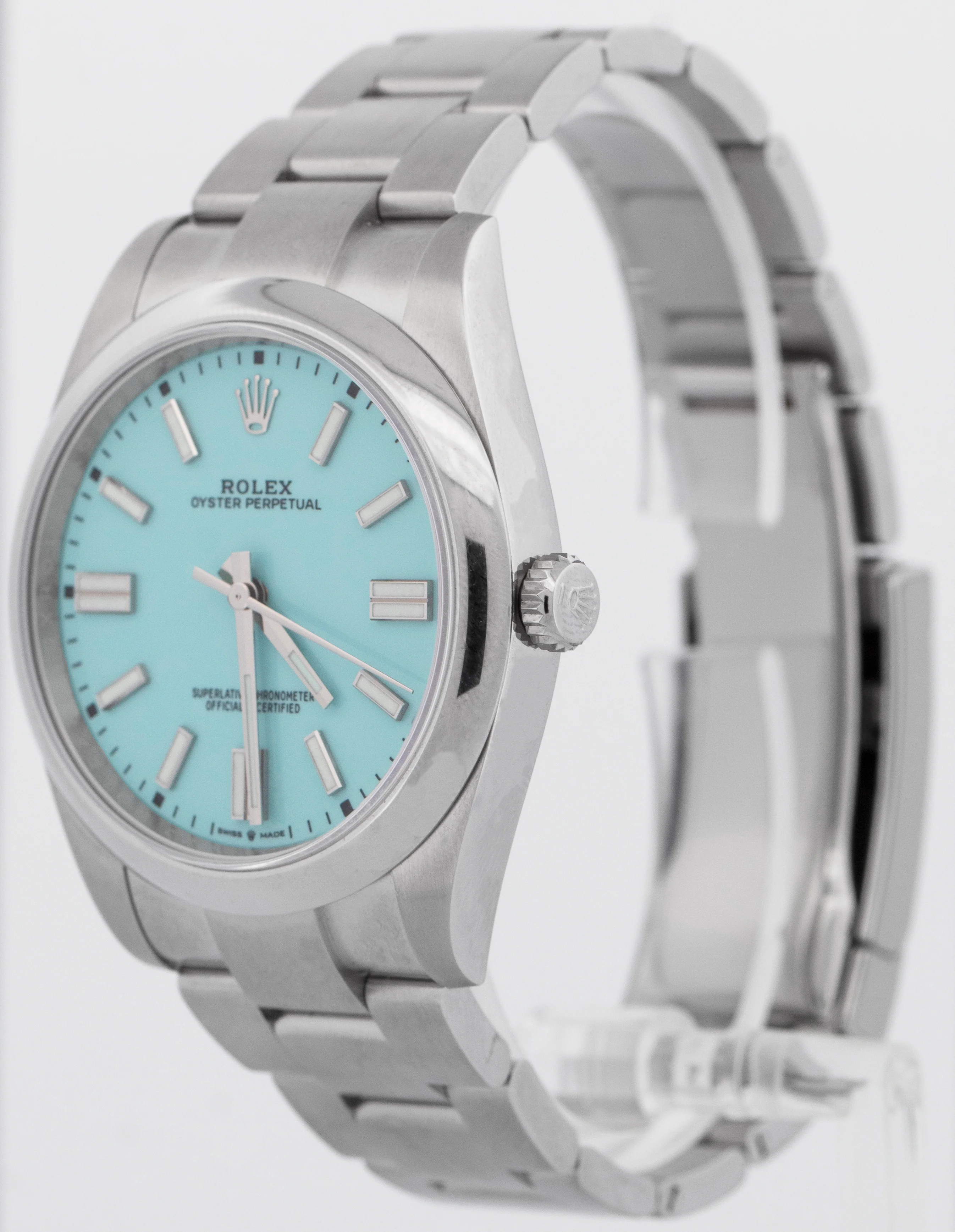 NEW FULLY STICKERED PAPERS Rolex Oyster Perpetual 41 TURQUOISE BLUE 41mm 124300 - Image 3