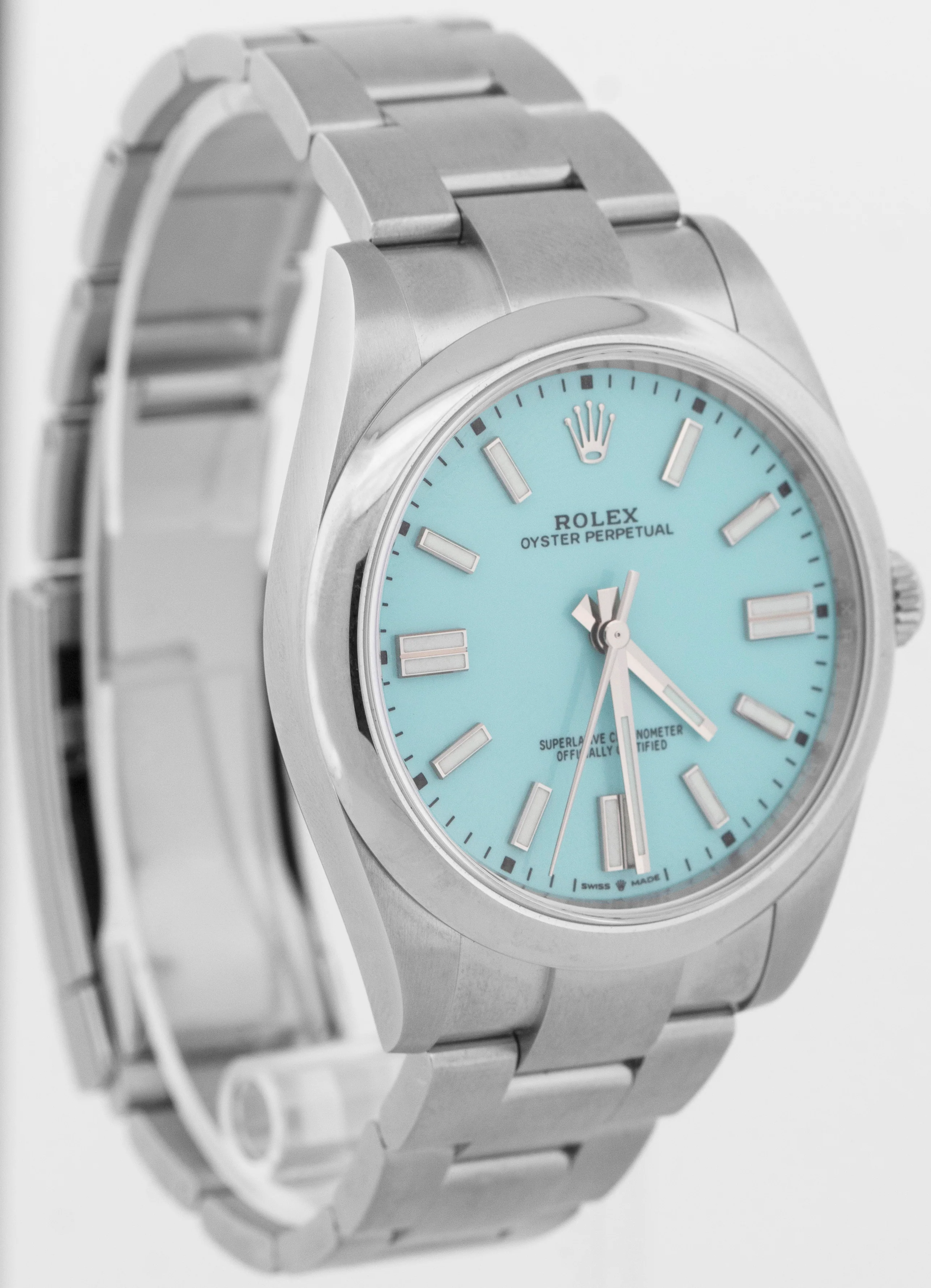 NEW FULLY STICKERED PAPERS Rolex Oyster Perpetual 41 TURQUOISE BLUE 41mm 124300 - Image 4