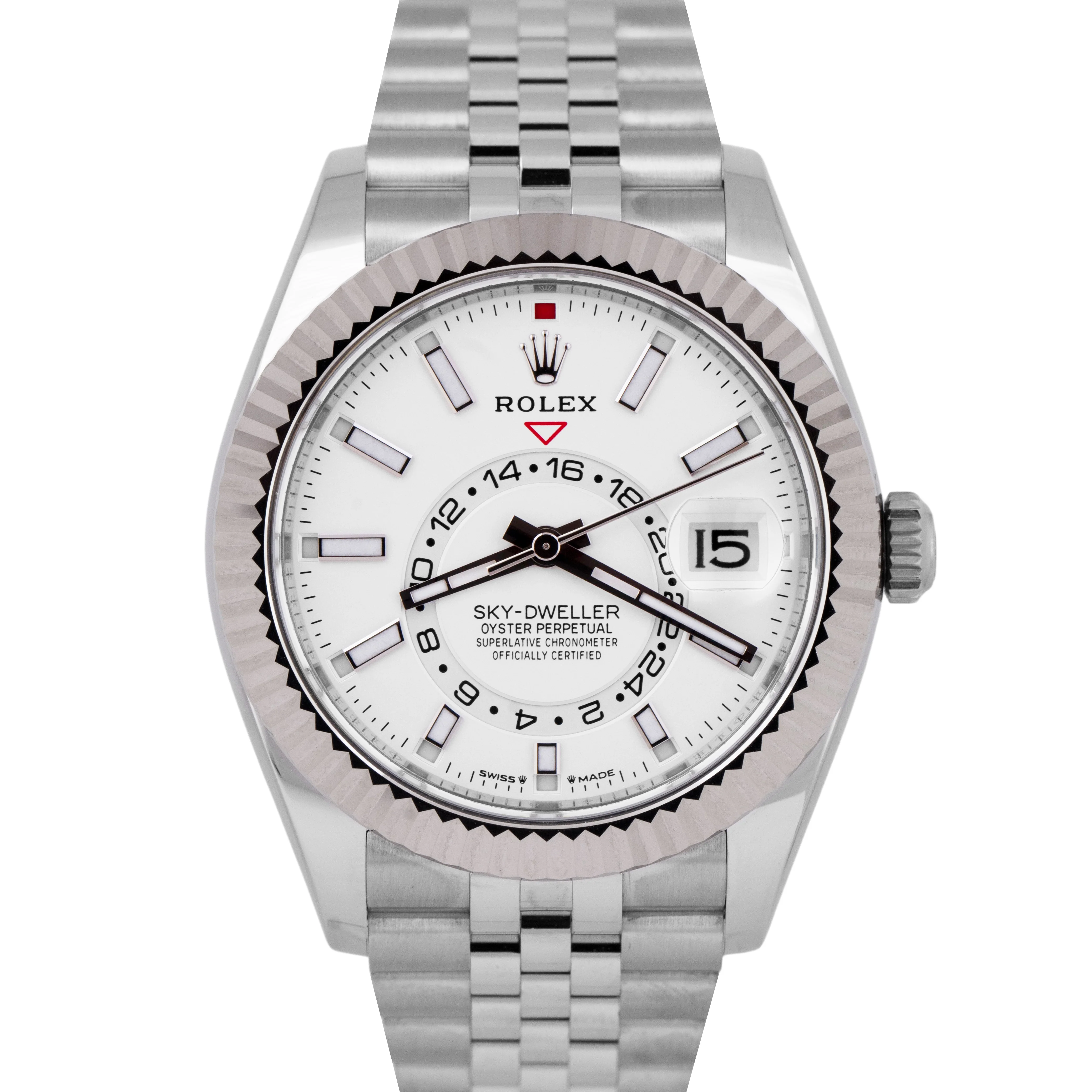 NEW SEPT 2025 PAPERS Rolex Sky-Dweller White 42mm JUBILEE Steel Watch 336934 BOX