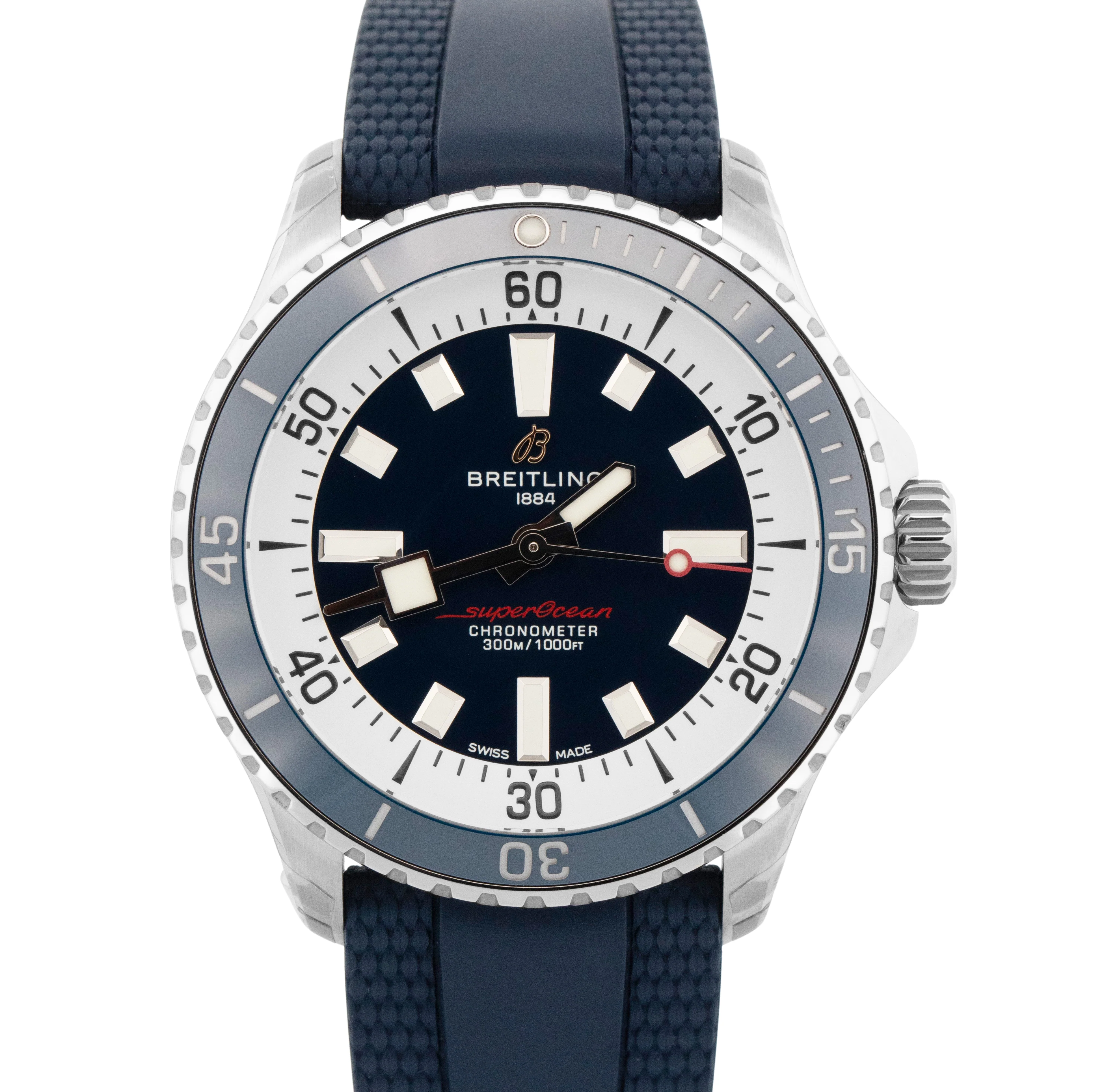 NEW STICKERED PAPERS Breitling SuperOcean 42mm Blue Steel Watch A17375 Watch BOX