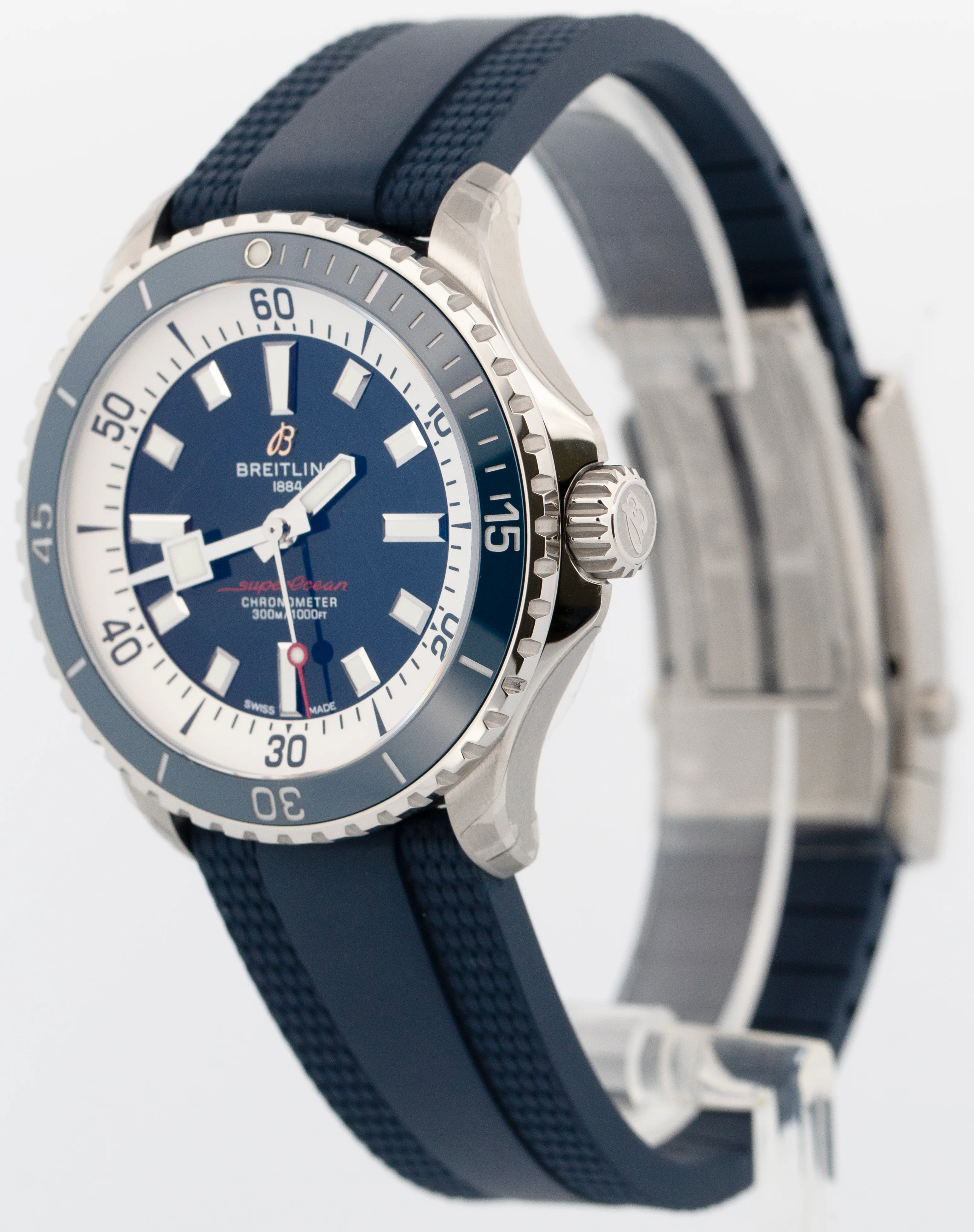 NEW STICKERED PAPERS Breitling SuperOcean 42mm Blue Steel Watch A17375 Watch BOX - Image 3