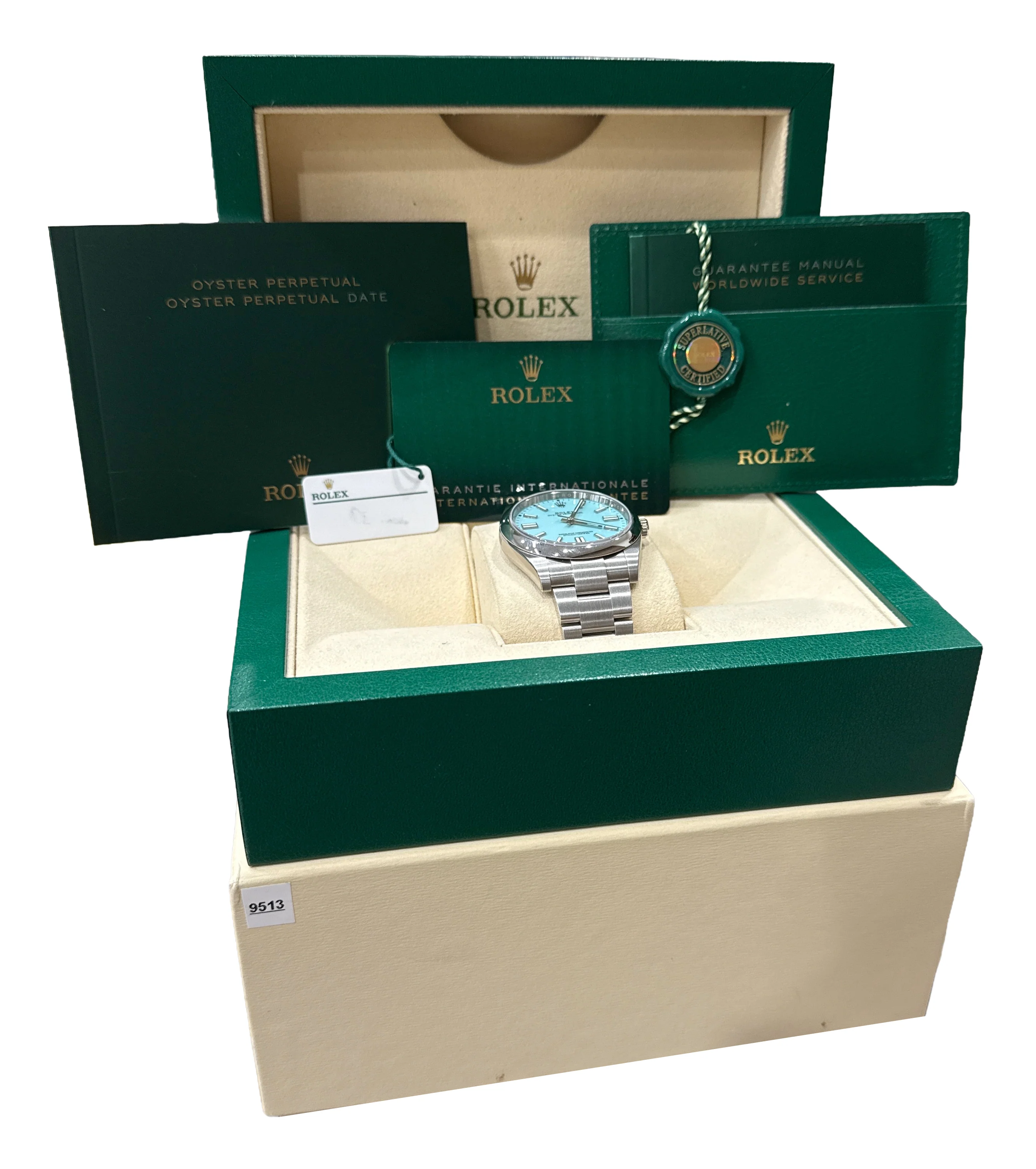 NEW STICKERED Rolex Oyster Perpetual 41 TURQUOISE Blue Steel 41mm 124300 BOX - Image 2