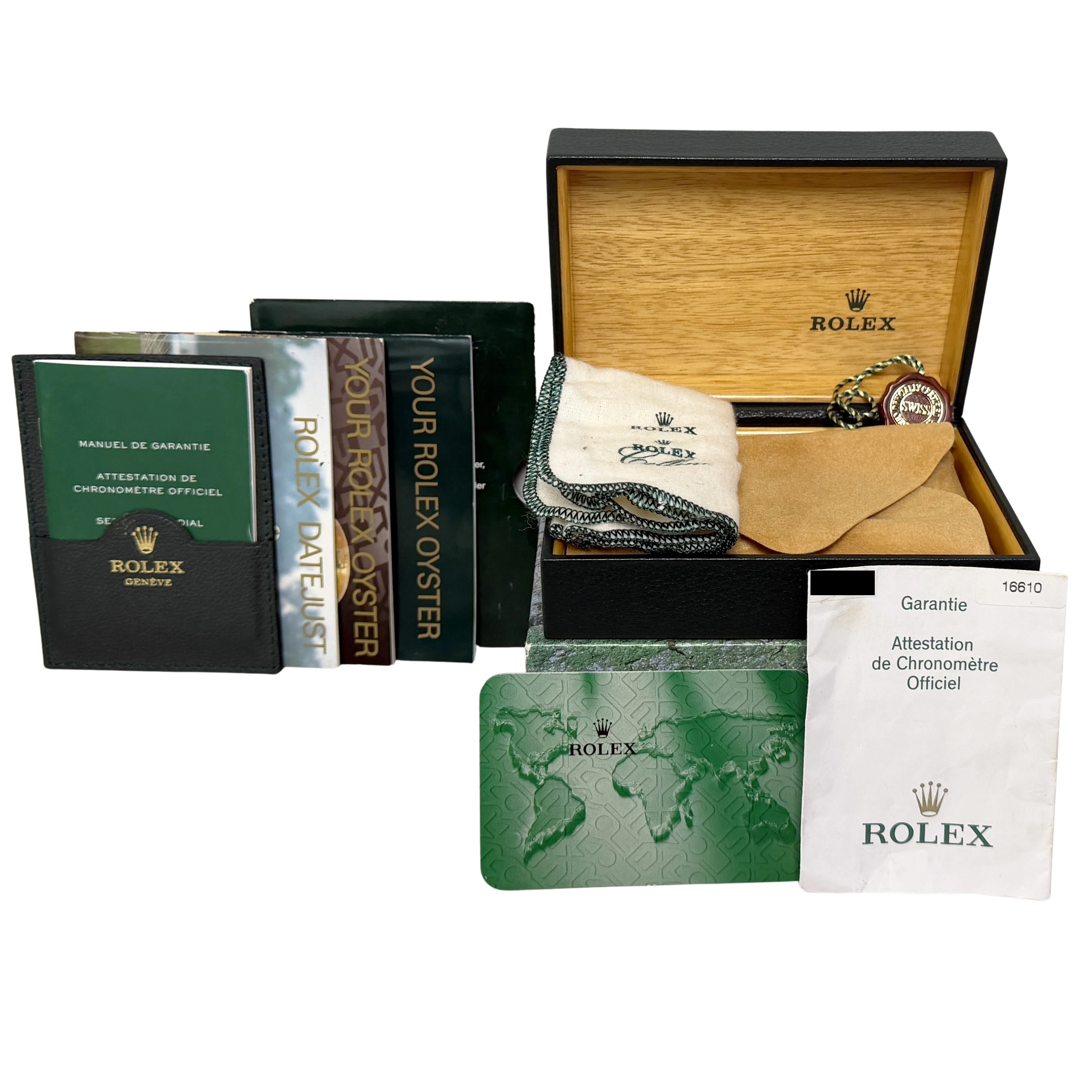 NOS 2004 PAPERS Rolex Submariner Date NO-HOLES Steel Black 40mm 16610 Watch BOX - Image 2