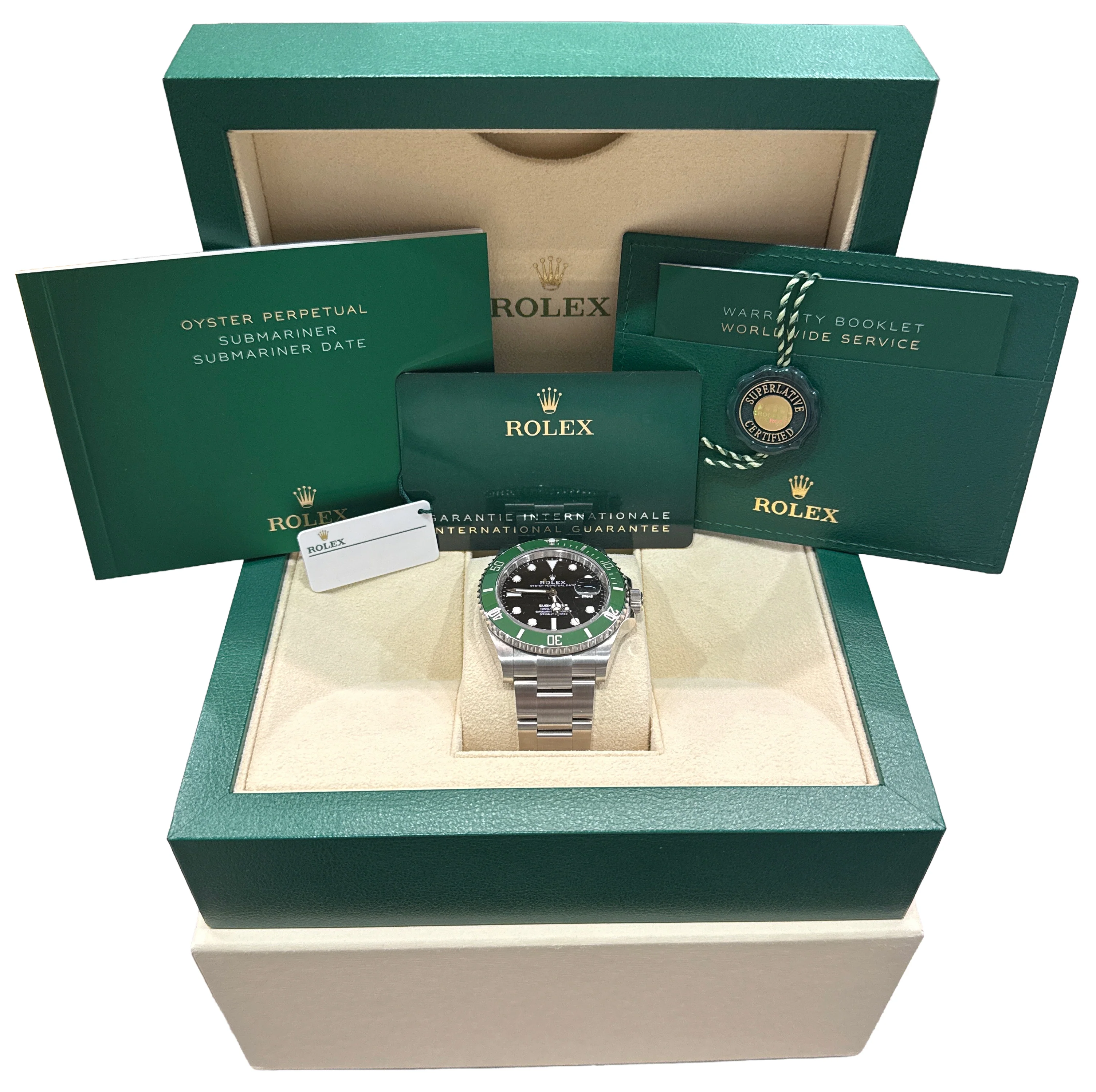 NOS 2024 PAPERS Rolex Submariner 41mm KERMIT Green Steel Ceramic 126610 LV BOX - Image 2