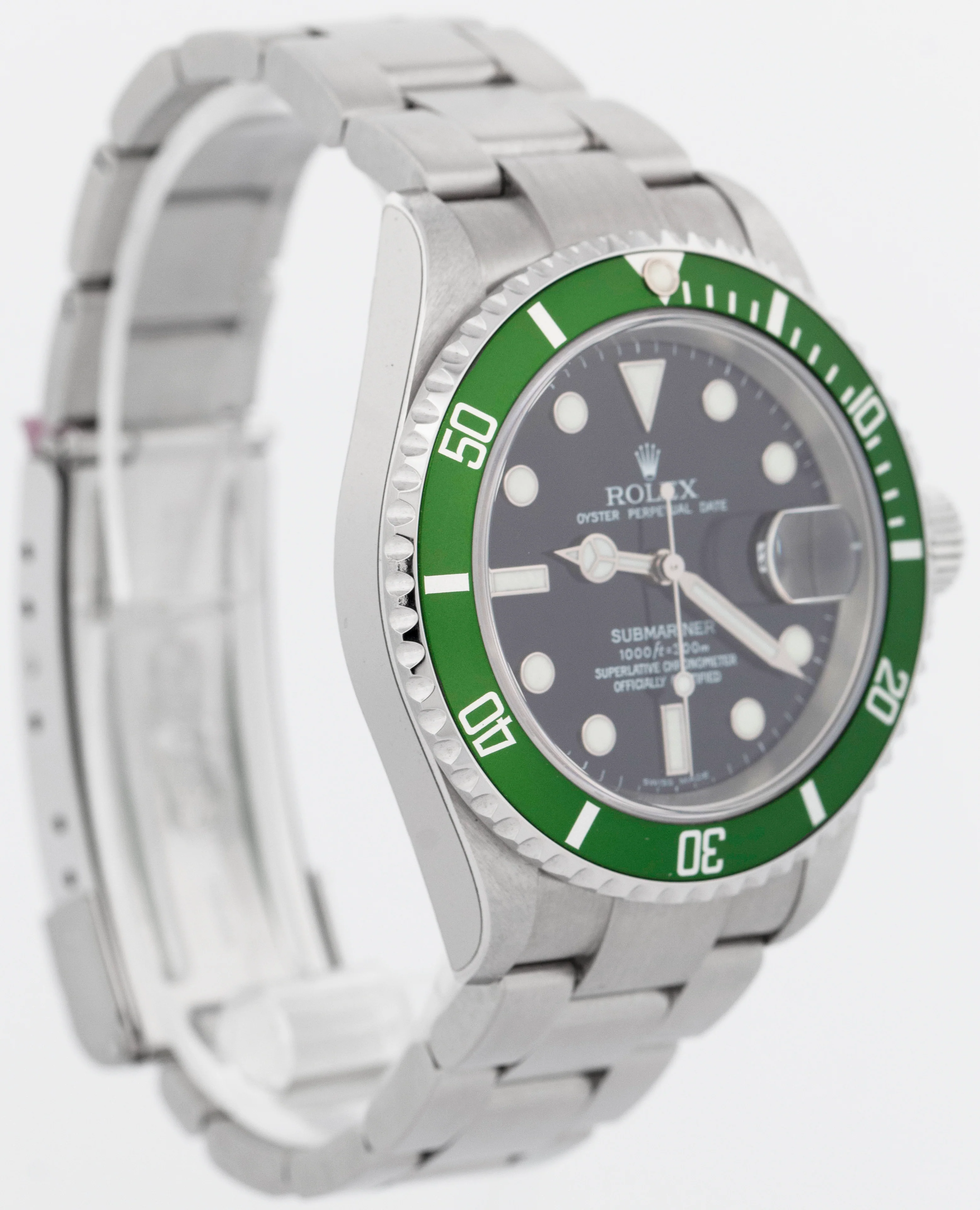NOS FLAT 4 Rolex Submariner Date KERMIT PAPERS STICKERED Green 40mm 16610 BOX - Image 3