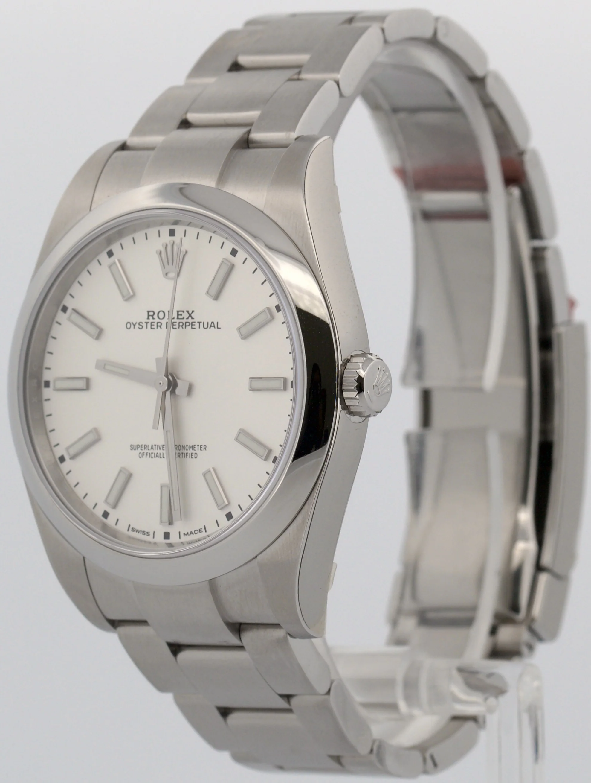 NOS STICKERED 2019 PAPERS Rolex Oyster Perpetual WHITE 39mm 114300 Steel BOX - Image 3