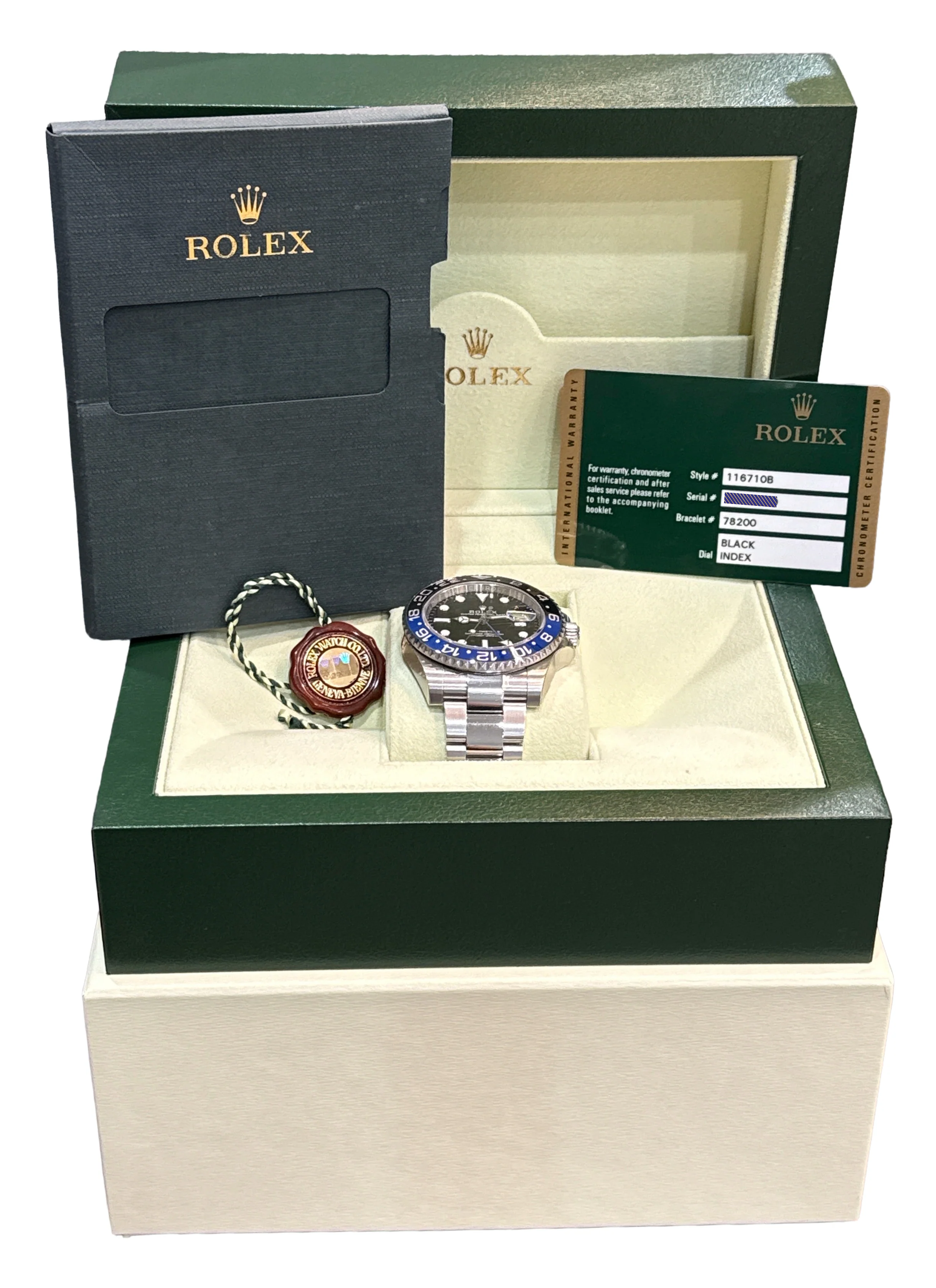 NOS STICKERED PAPERS Rolex GMT-Master II BATMAN Blue Steel 40mm 116710 B BOX - Image 2