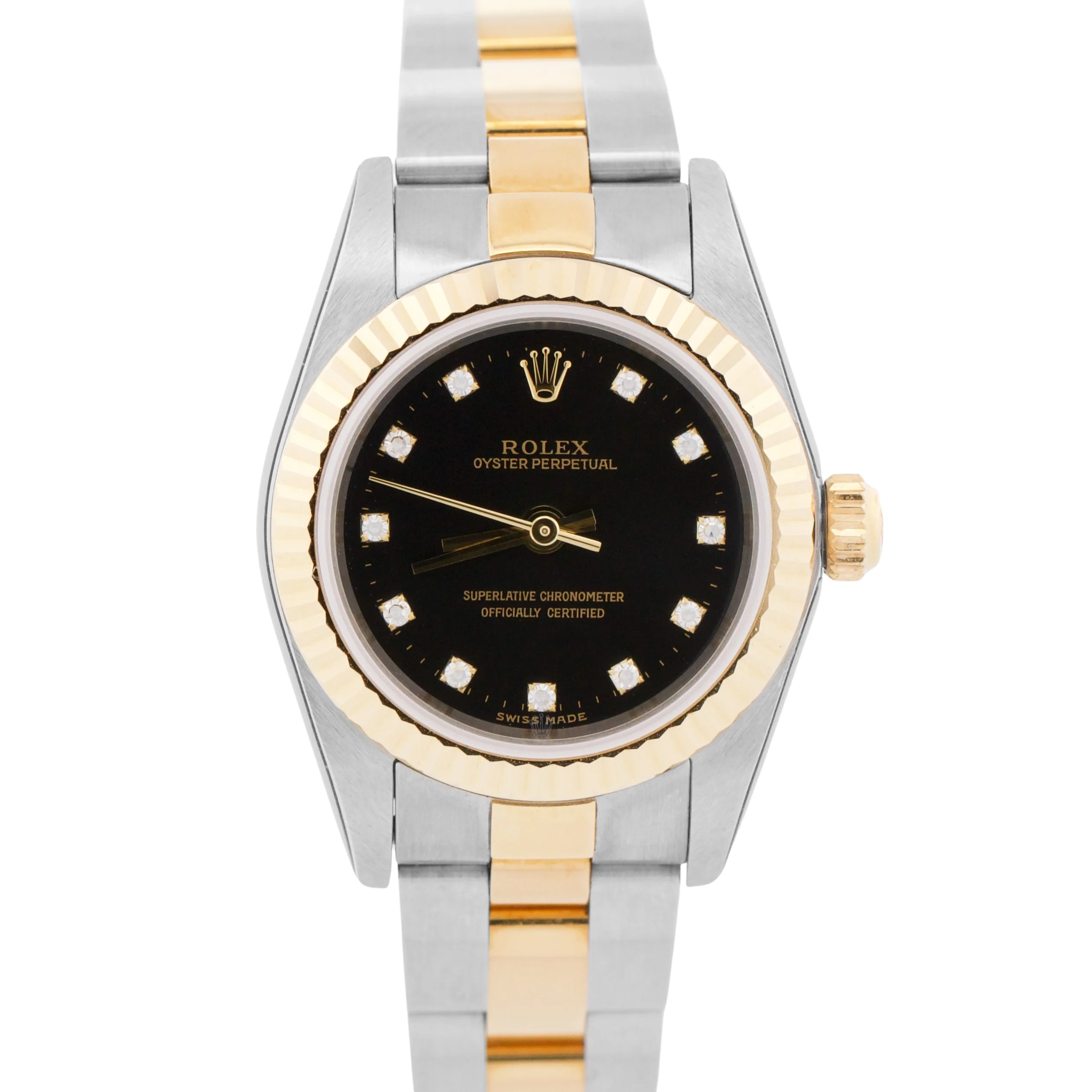 NOS STICKERED PAPERS Rolex Oyster Perpetual 24mm FACTORY BLACK DIAMOND 76193 BOX