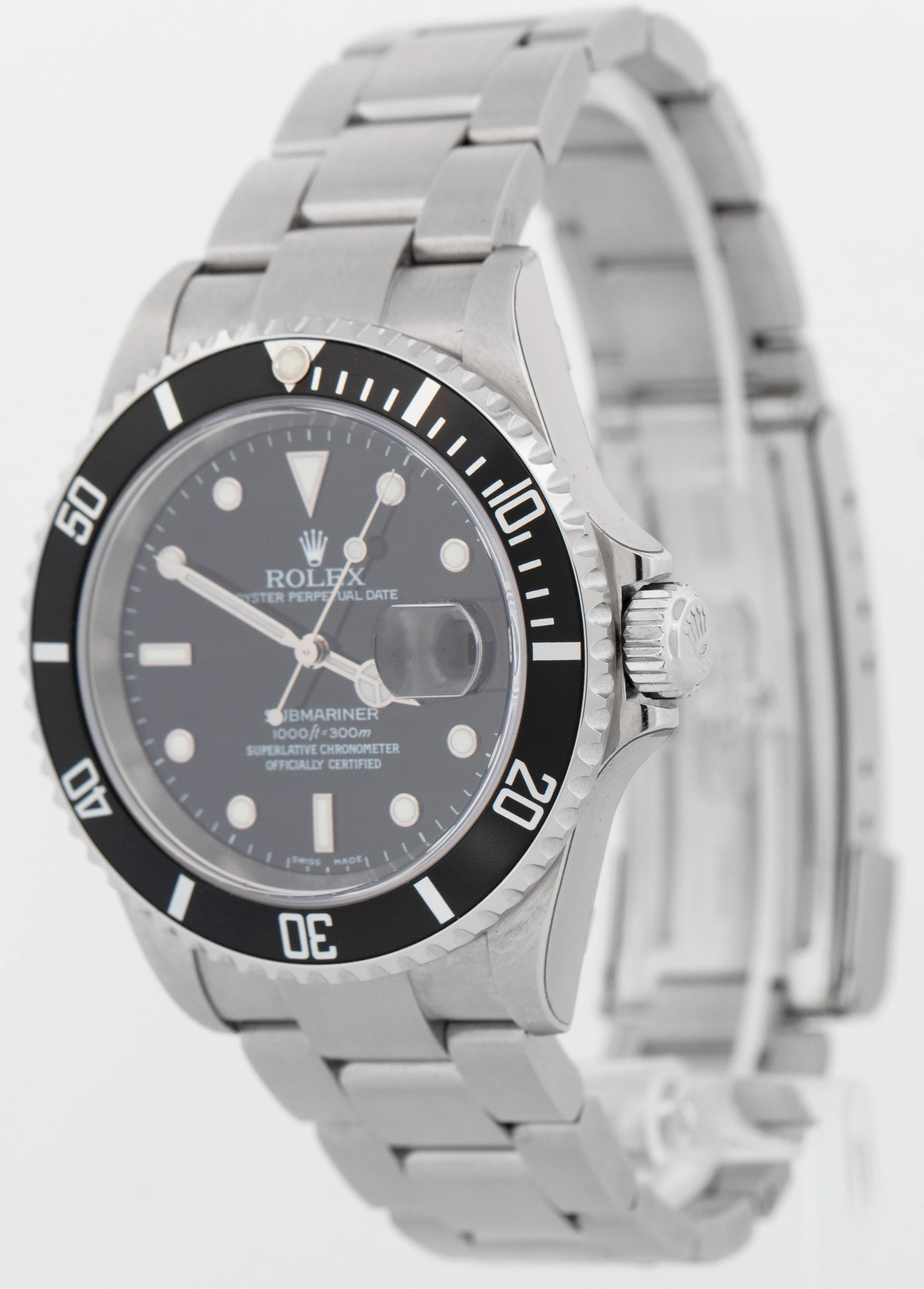 NOS STICKERED Rolex Submariner Date BLACK Stainless 40mm NO-HOLES 16610 BOX - Image 3