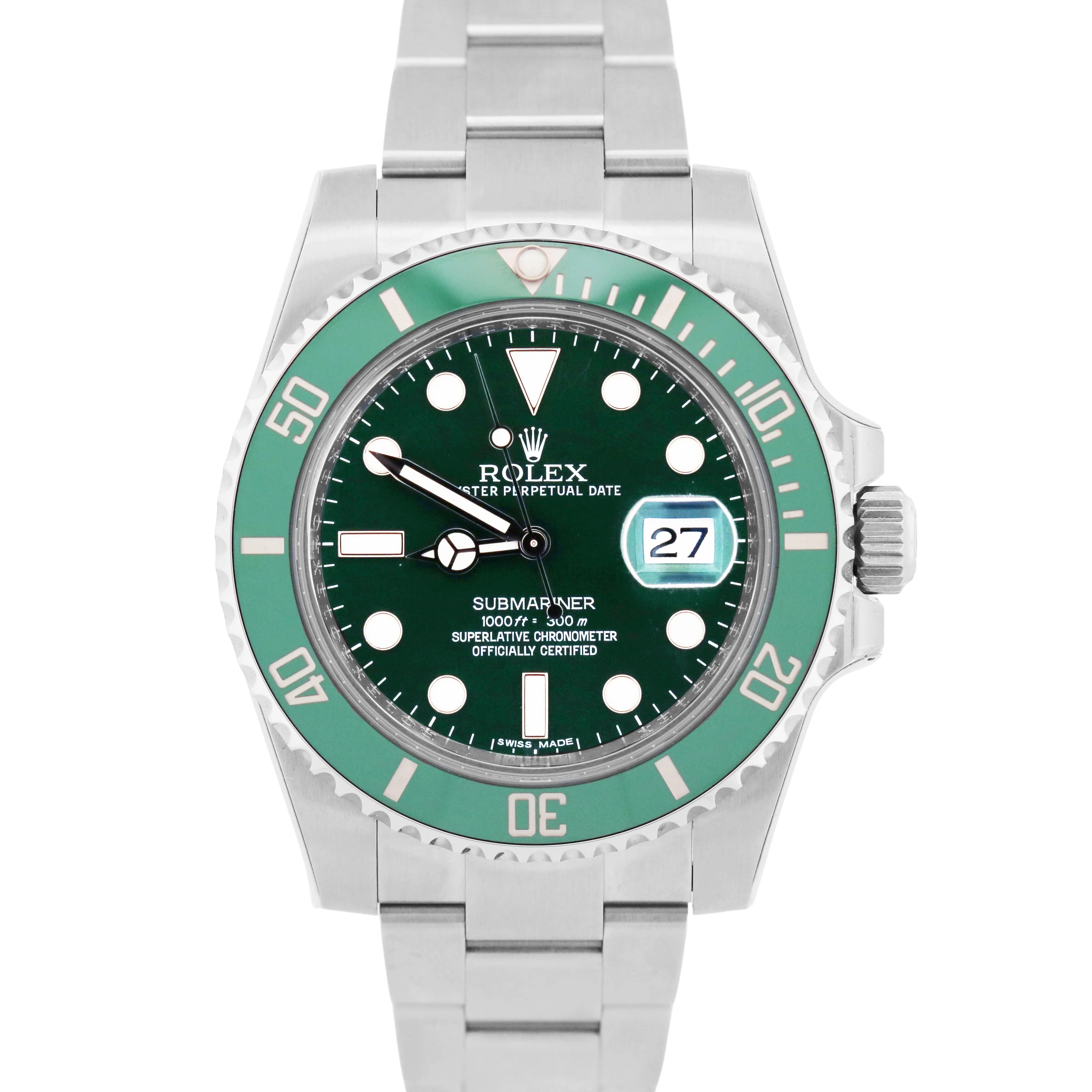 NOS STICKERED Rolex Submariner Date HULK Green Stainless 40mm 116610 LV BOX