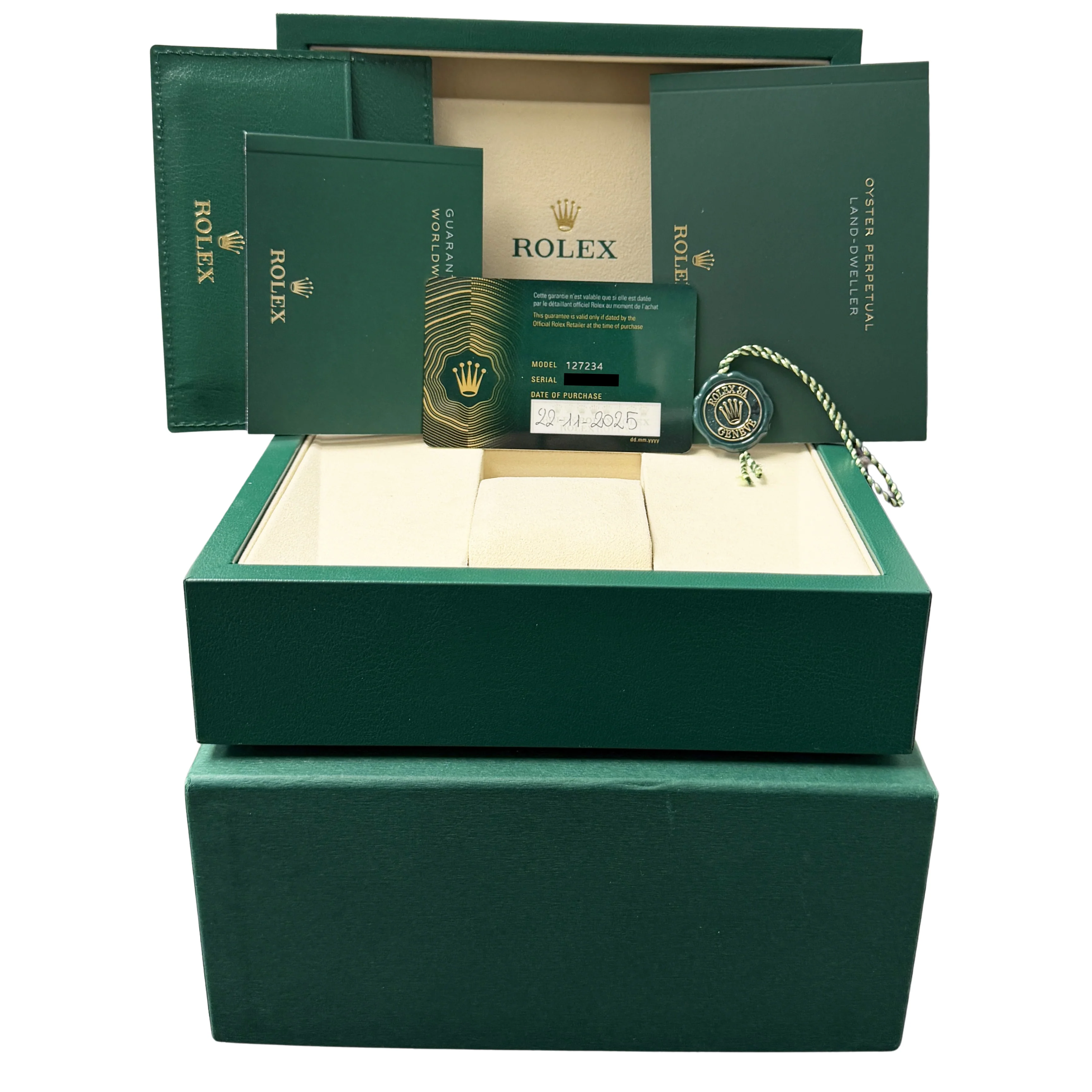 NOV. 2025 PAPERS Rolex Land-Dweller White Honeycomb 36mm 127234 Flat Jubilee BOX - Image 2