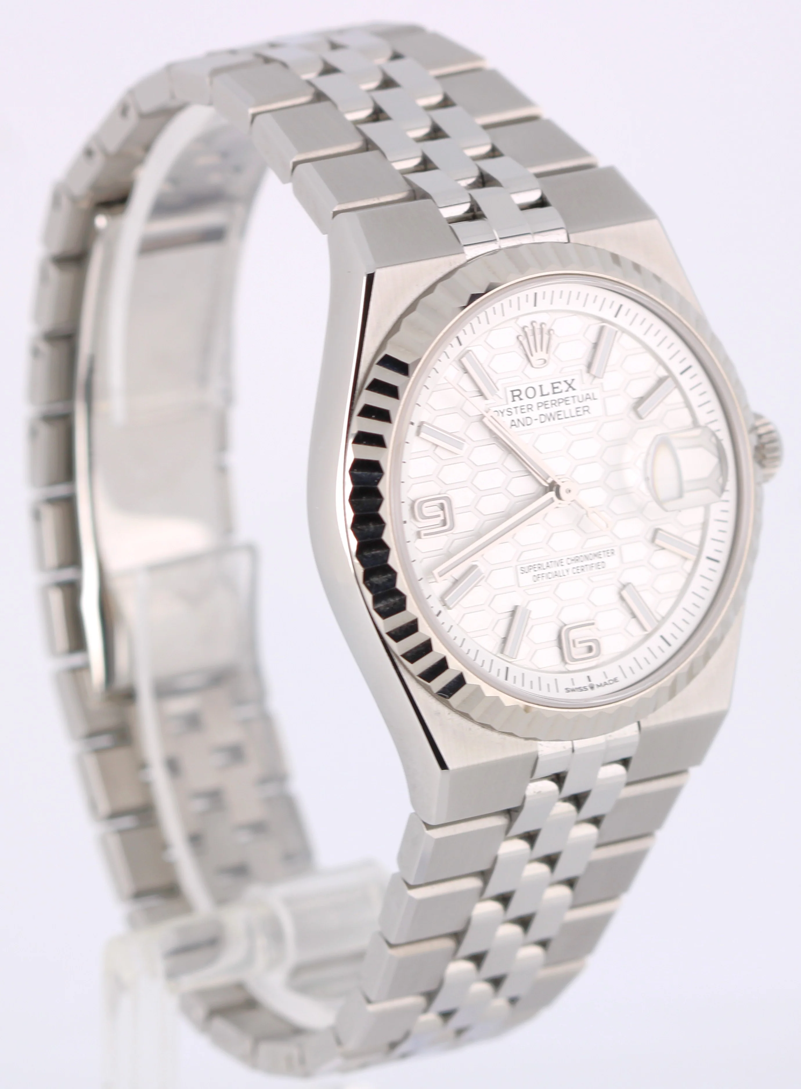 NOV. 2025 PAPERS Rolex Land-Dweller White Honeycomb 36mm 127234 Flat Jubilee BOX - Image 4