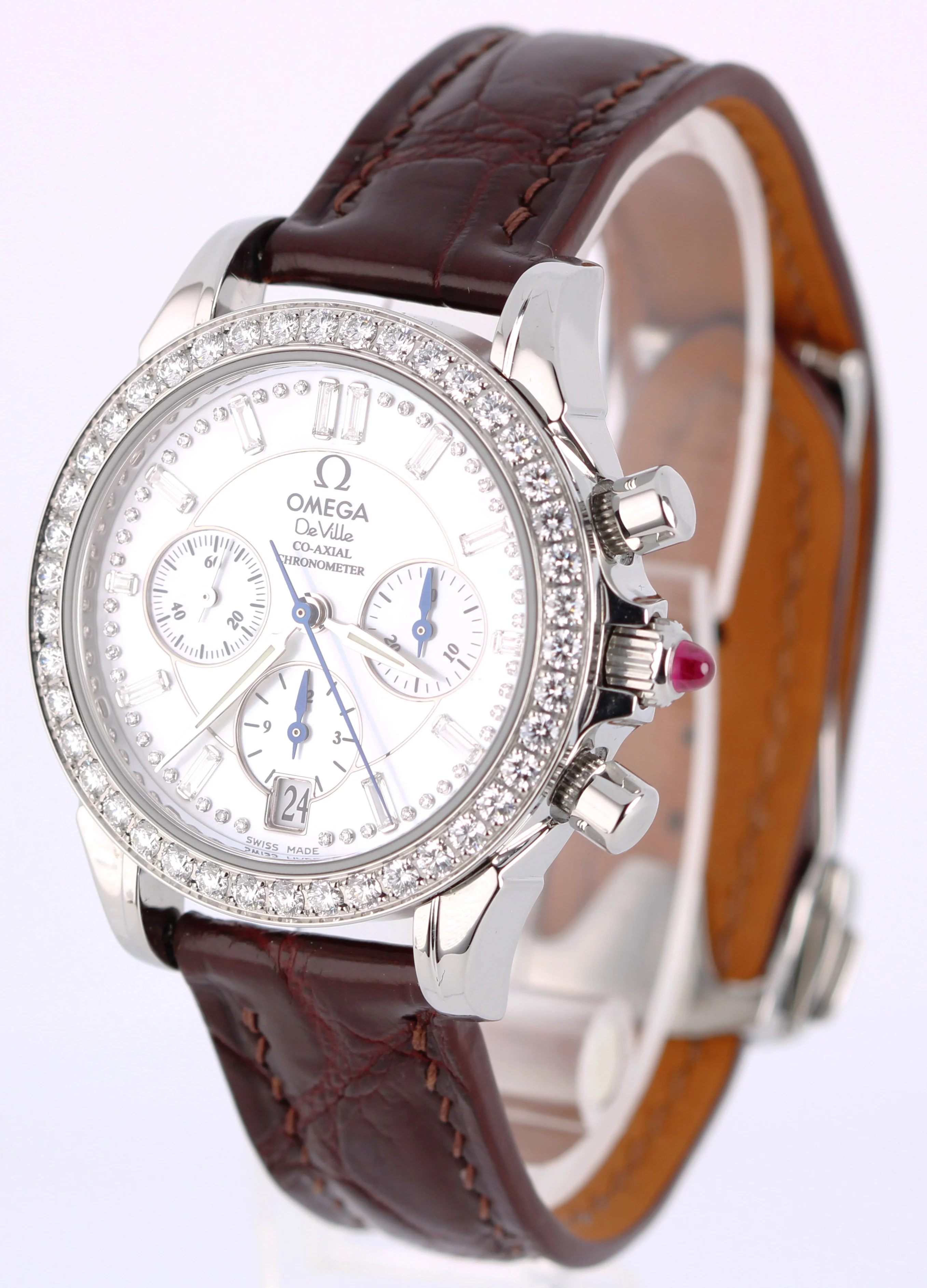 Omega De Ville Chronograph Steel DIAMOND Mother of Pearl 35mm 4874.75.36 Watch - Image 3