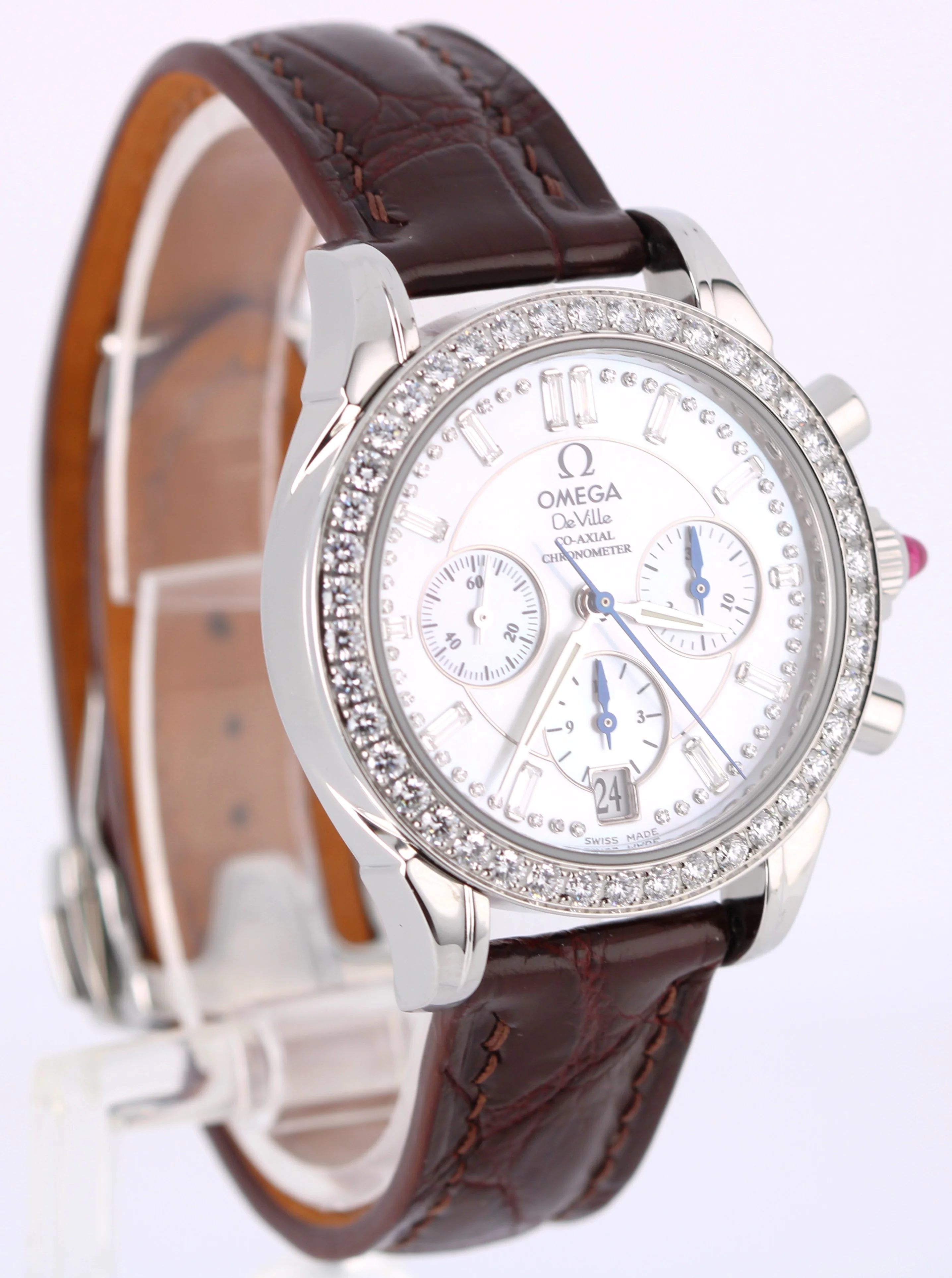 Omega De Ville Chronograph Steel DIAMOND Mother of Pearl 35mm 4874.75.36 Watch - Image 4