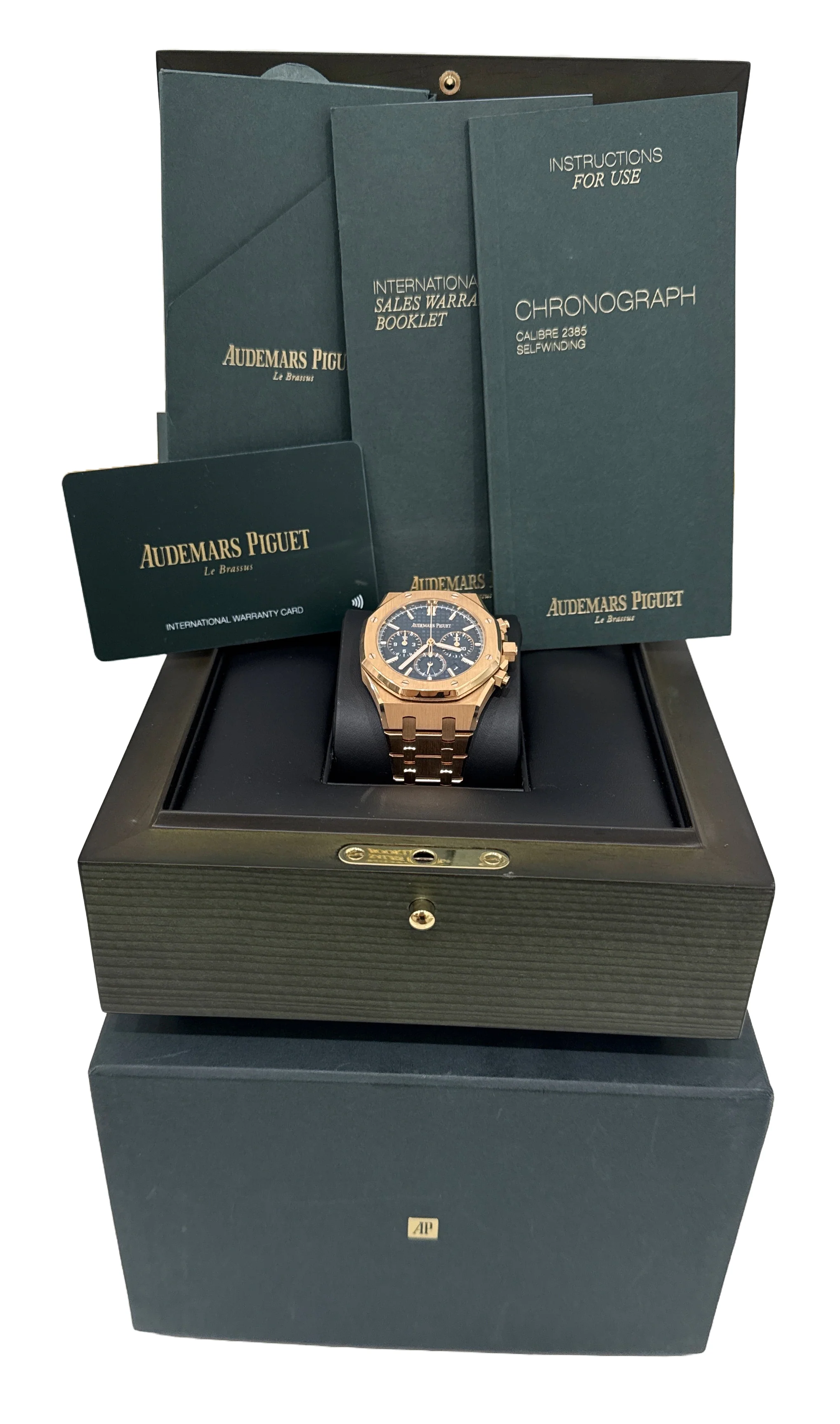 PAPERS Audemars Piguet Royal Oak BLUE 38mm 18K Gold 26715OR.OO.1356OR.01 BOX - Image 2