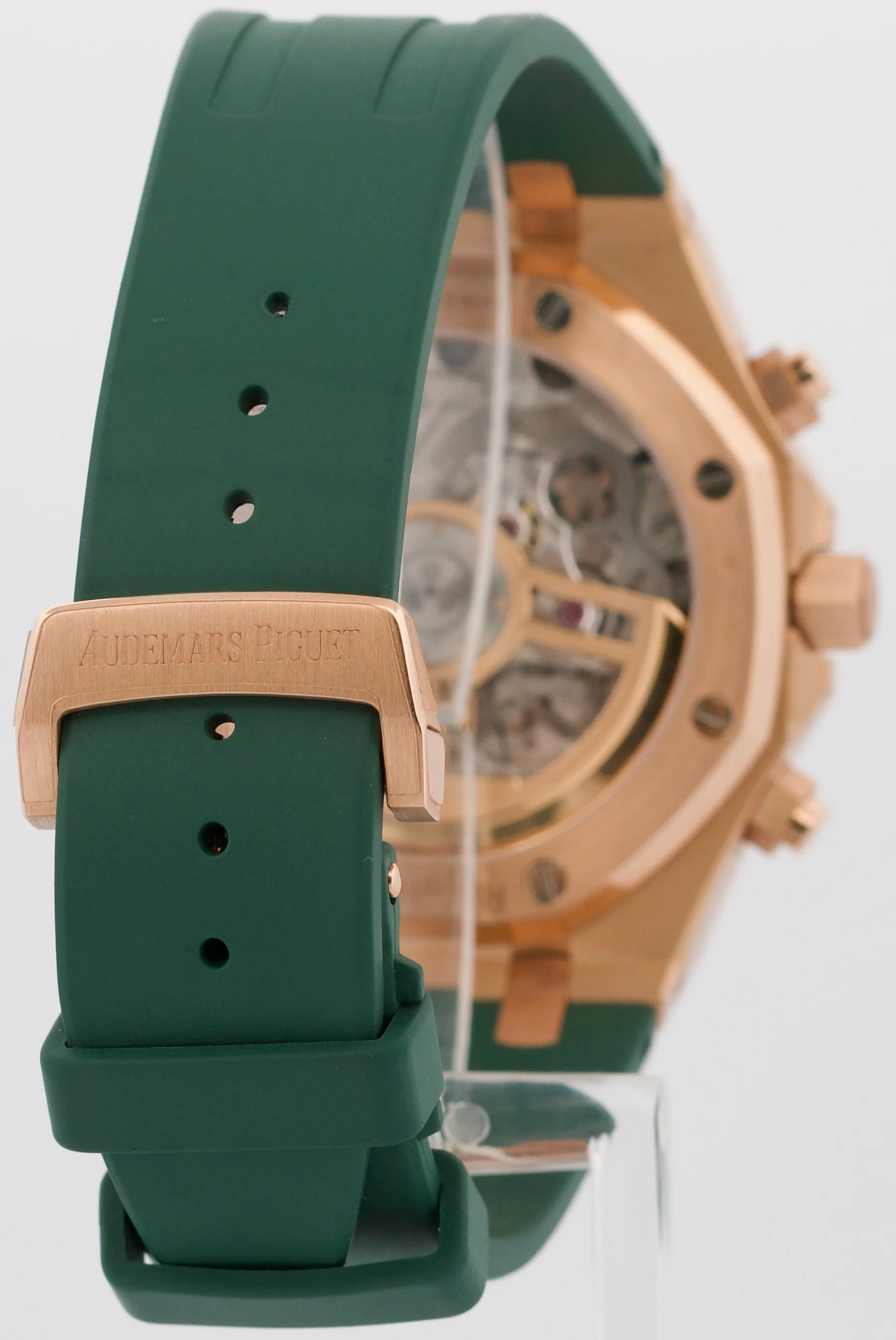 PAPERS Audemars Piguet Royal Oak Chrono GREEN 18K Rose Gold Watch 26240OR BOX - Image 6