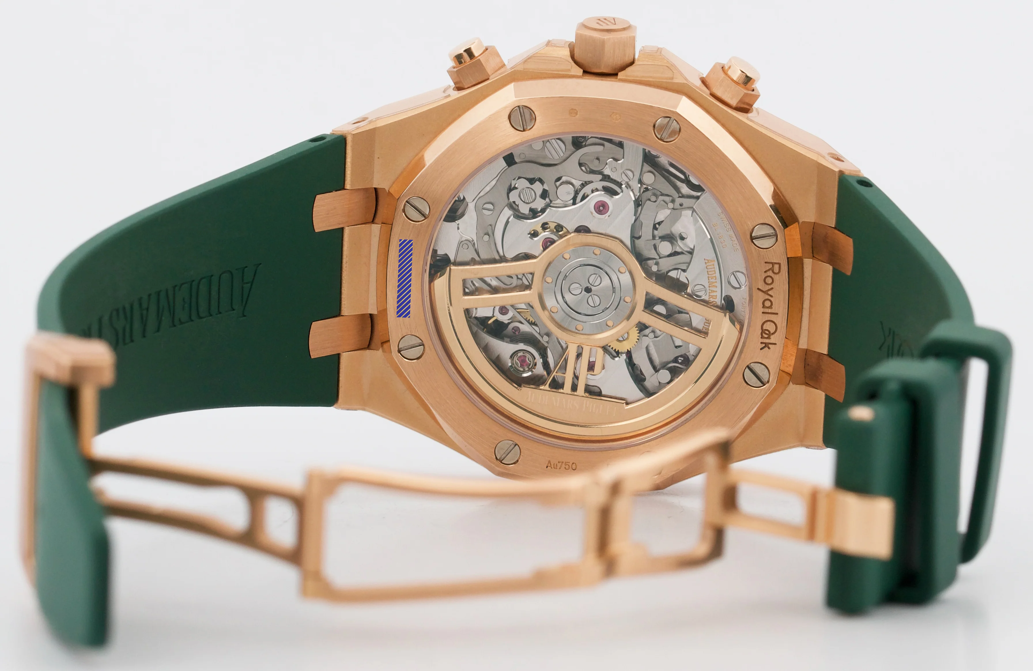 PAPERS Audemars Piguet Royal Oak Chrono GREEN 18K Rose Gold Watch 26240OR BOX - Image 7