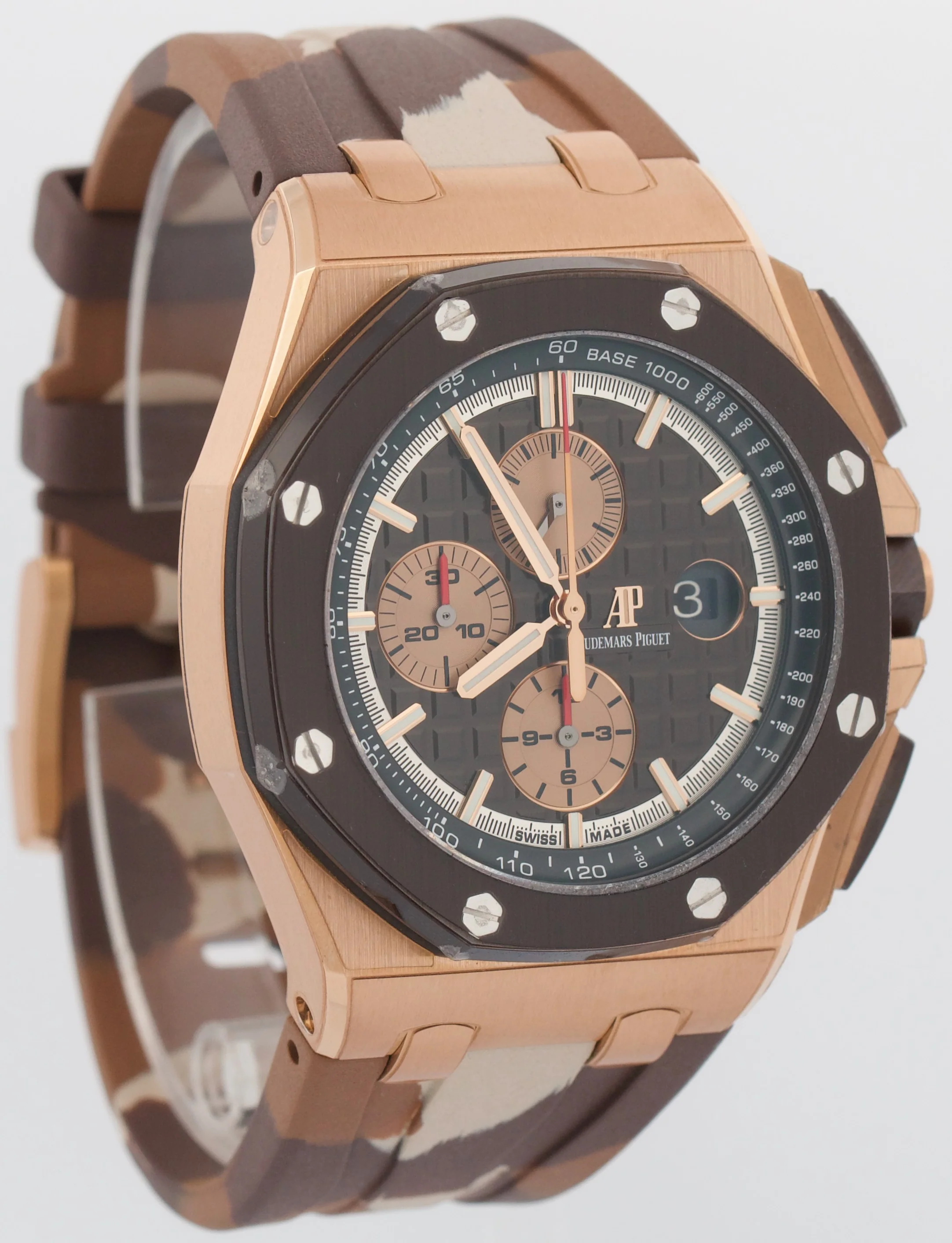 PAPERS Audemars Piguet Royal Oak Offshore BROWN CAMO 18K Gold 44mm 26401RO BOX - Image 4