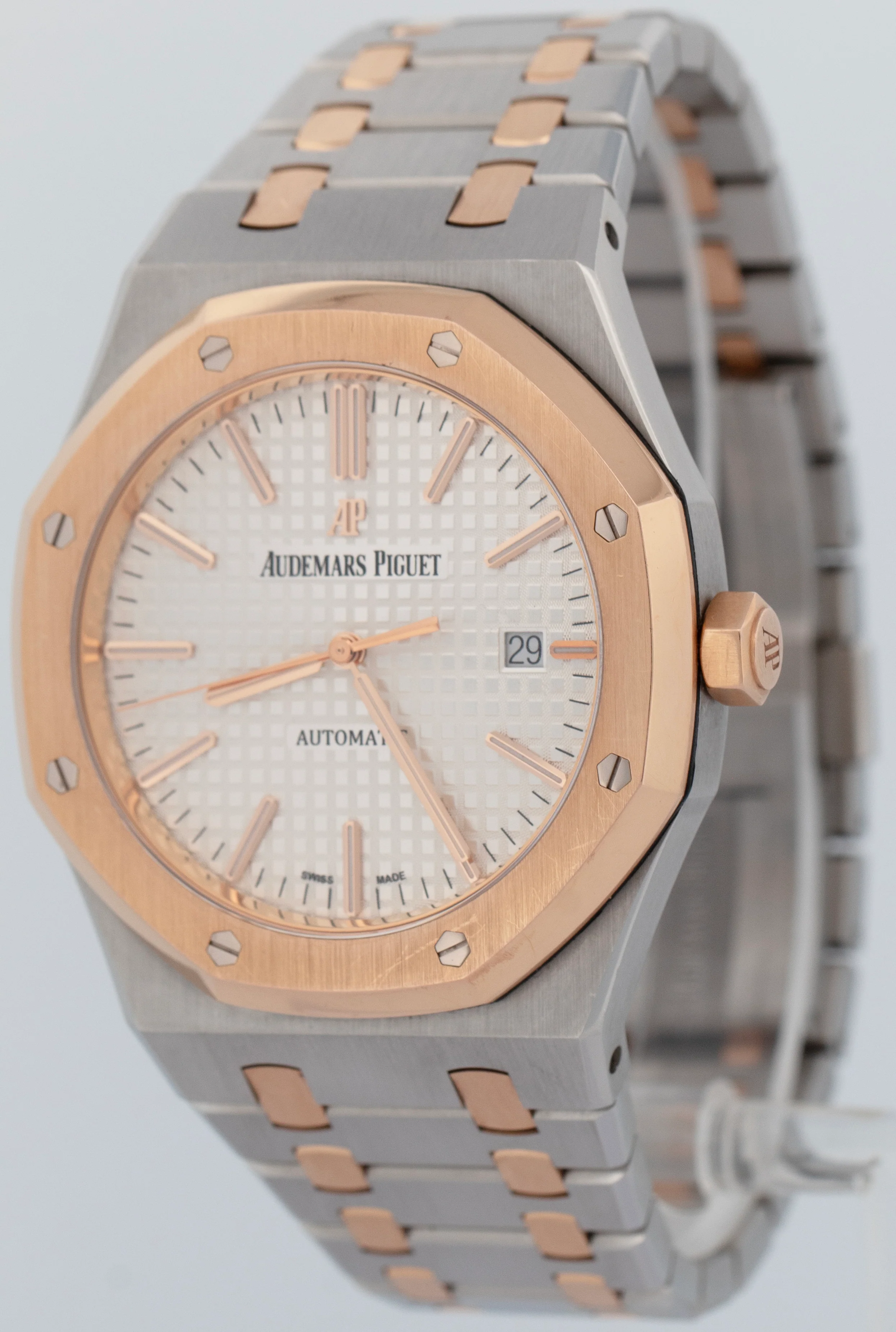 PAPERS Audemars Piguet Royal Oak WHITE Steel Gold 41mm 15400SR.OO.1220SR.01 BOX - Image 3