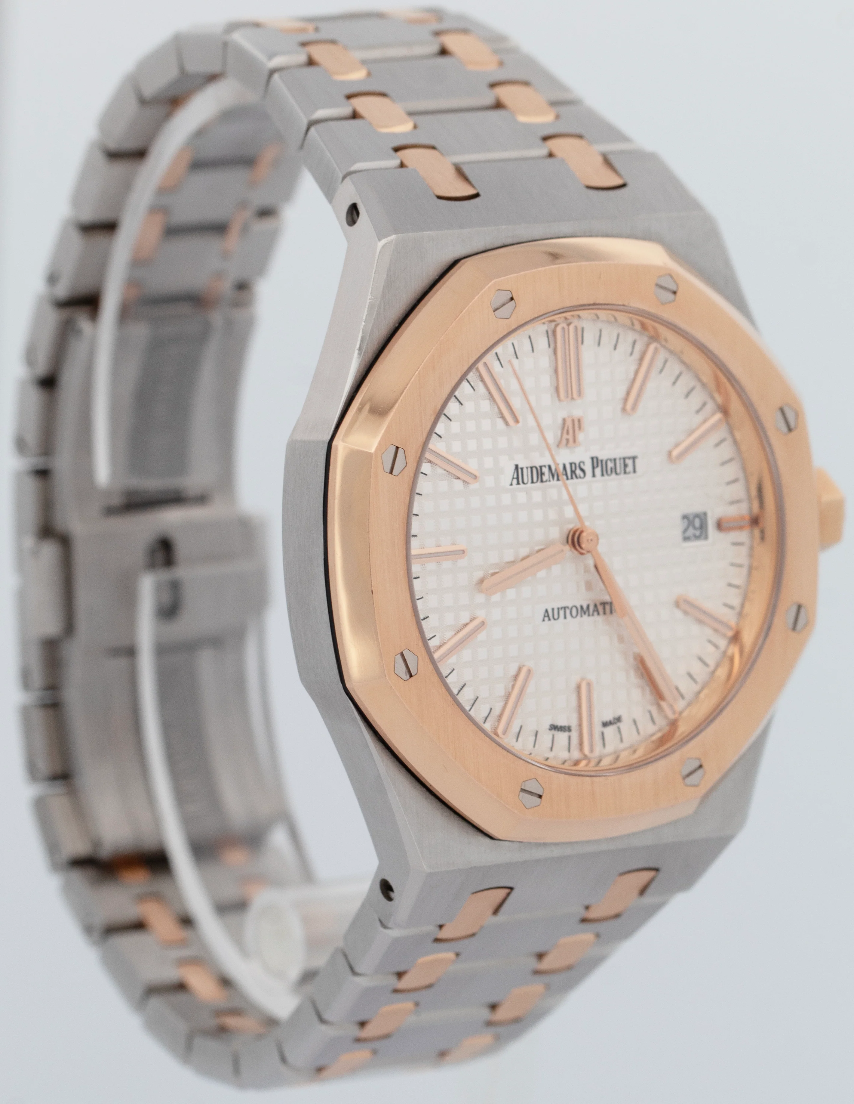 PAPERS Audemars Piguet Royal Oak WHITE Steel Gold 41mm 15400SR.OO.1220SR.01 BOX - Image 4