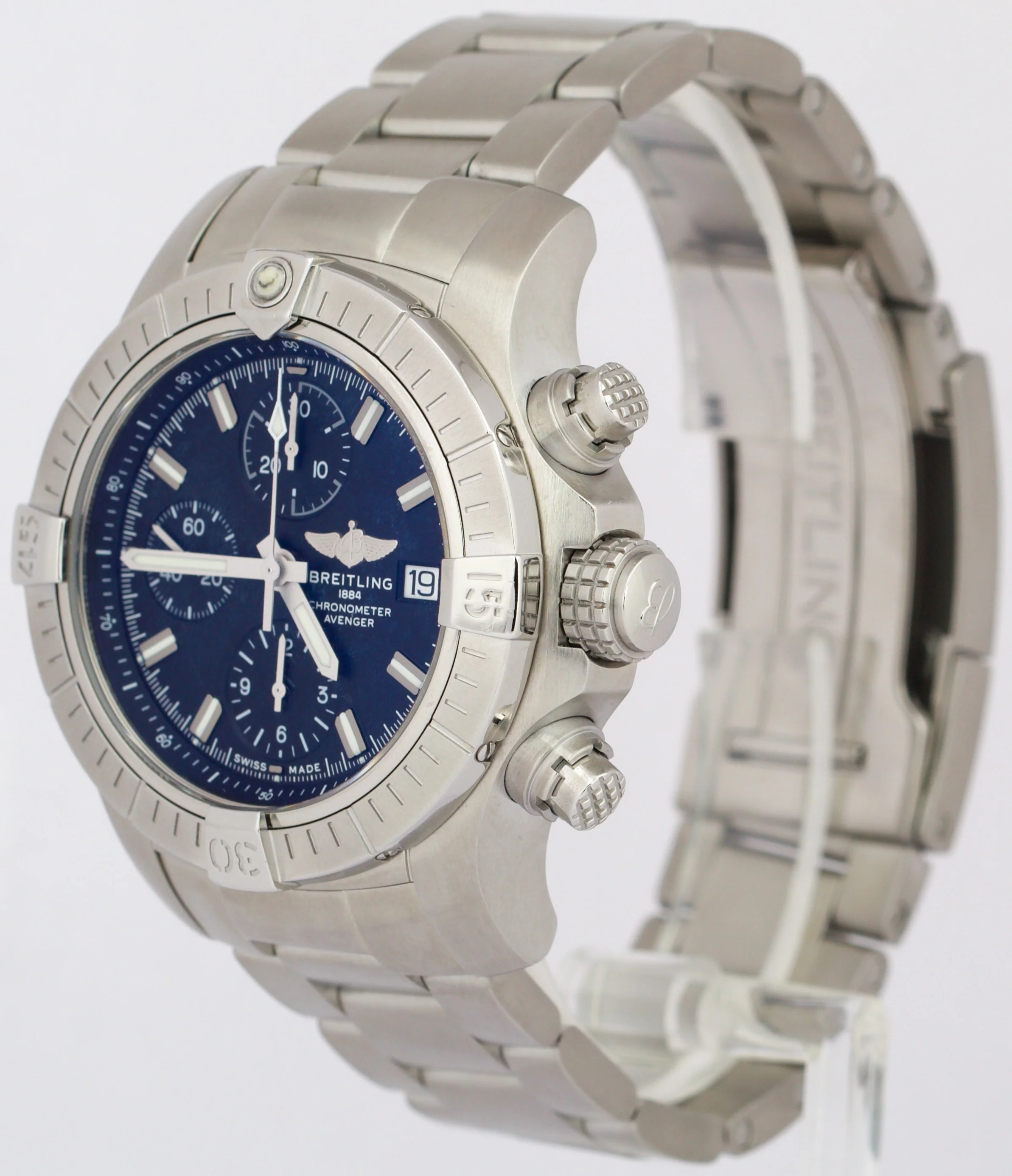 PAPERS Breitling Avenger Chronograph 43mm Black Stainless Automatic A13385 BOX - Image 3
