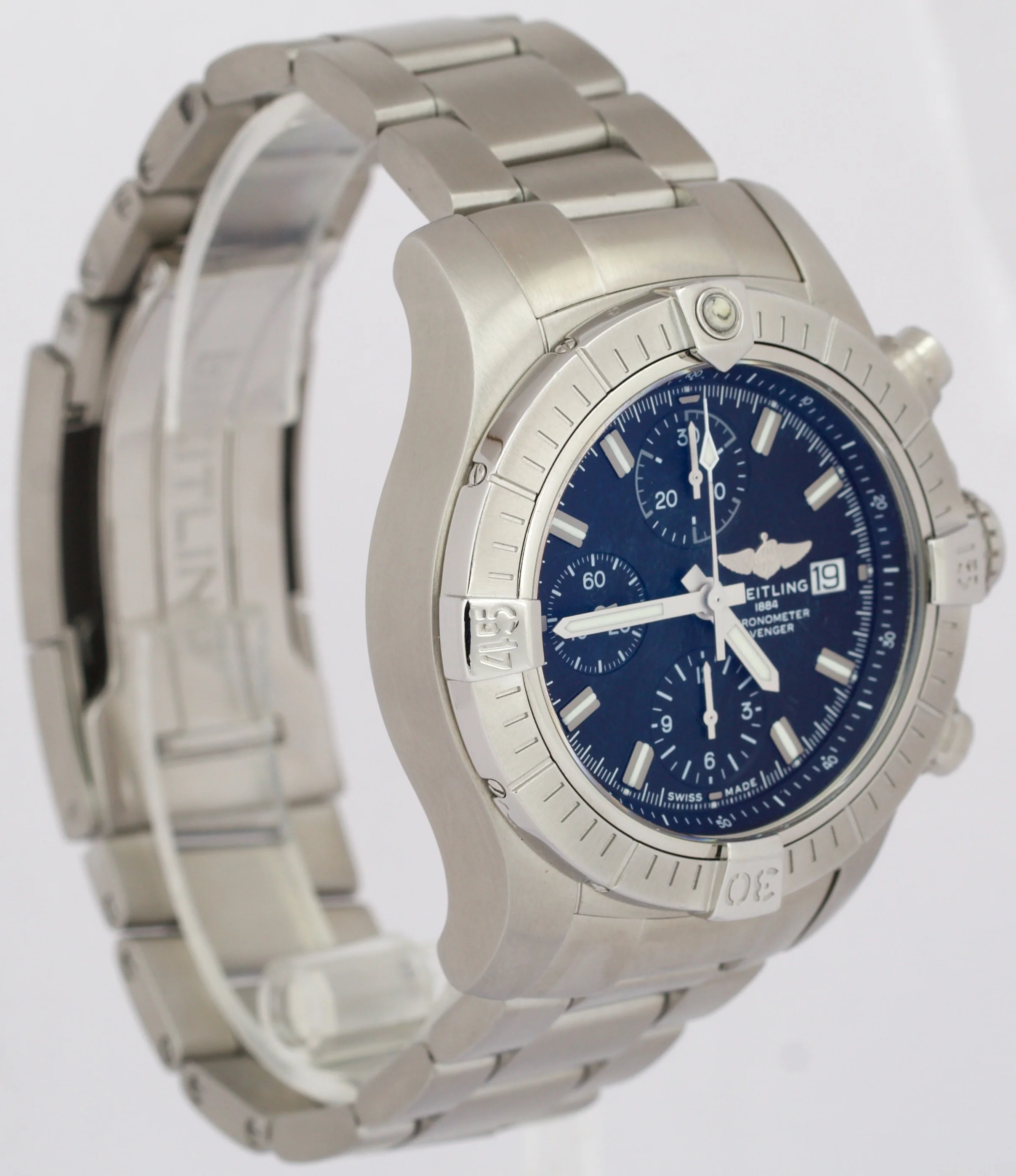 PAPERS Breitling Avenger Chronograph 43mm Black Stainless Automatic A13385 BOX - Image 4