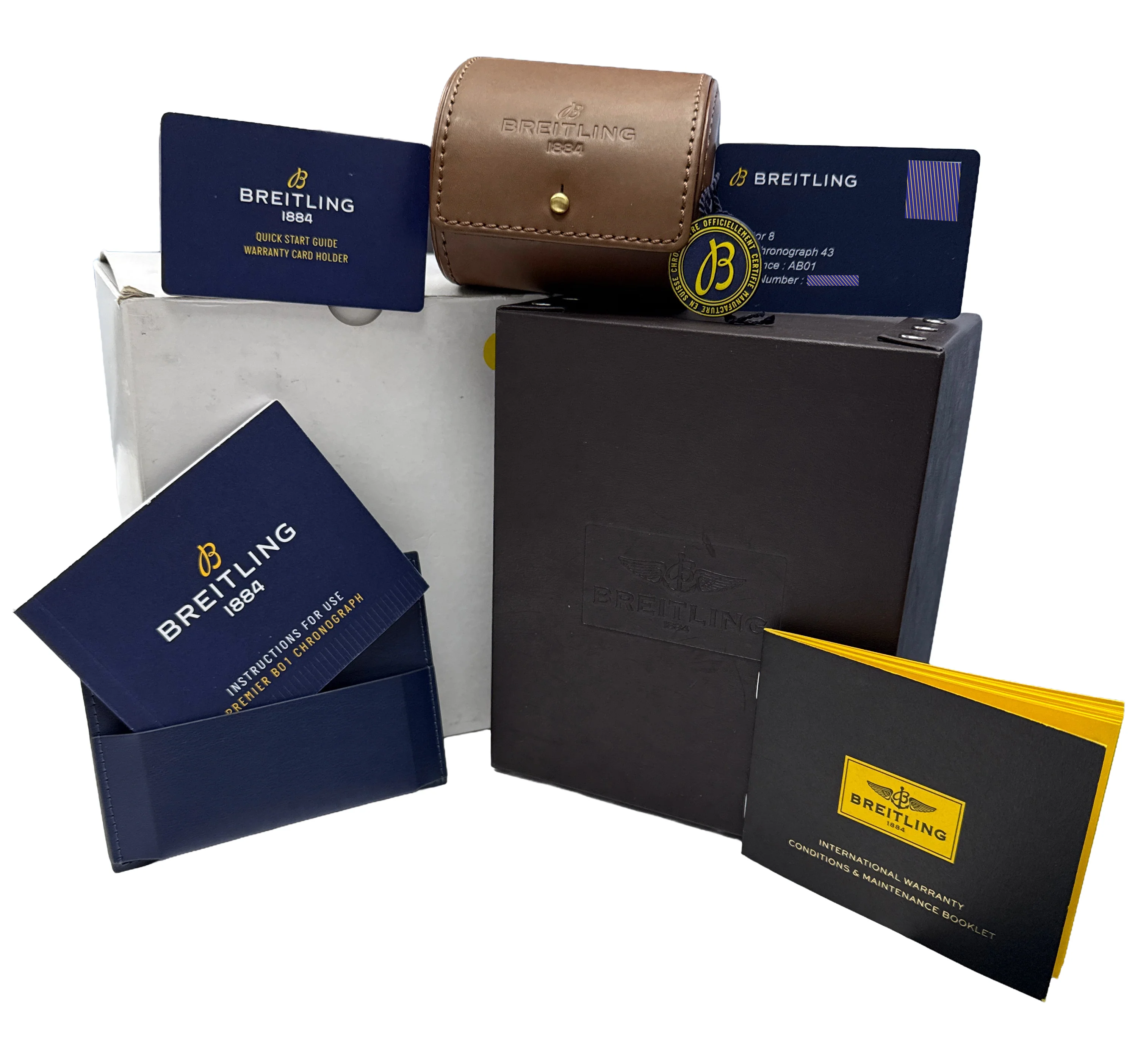 PAPERS Breitling Aviator B01 Chronograph BLUE Stainless Steel 43mm AB0119 BOX - Image 2