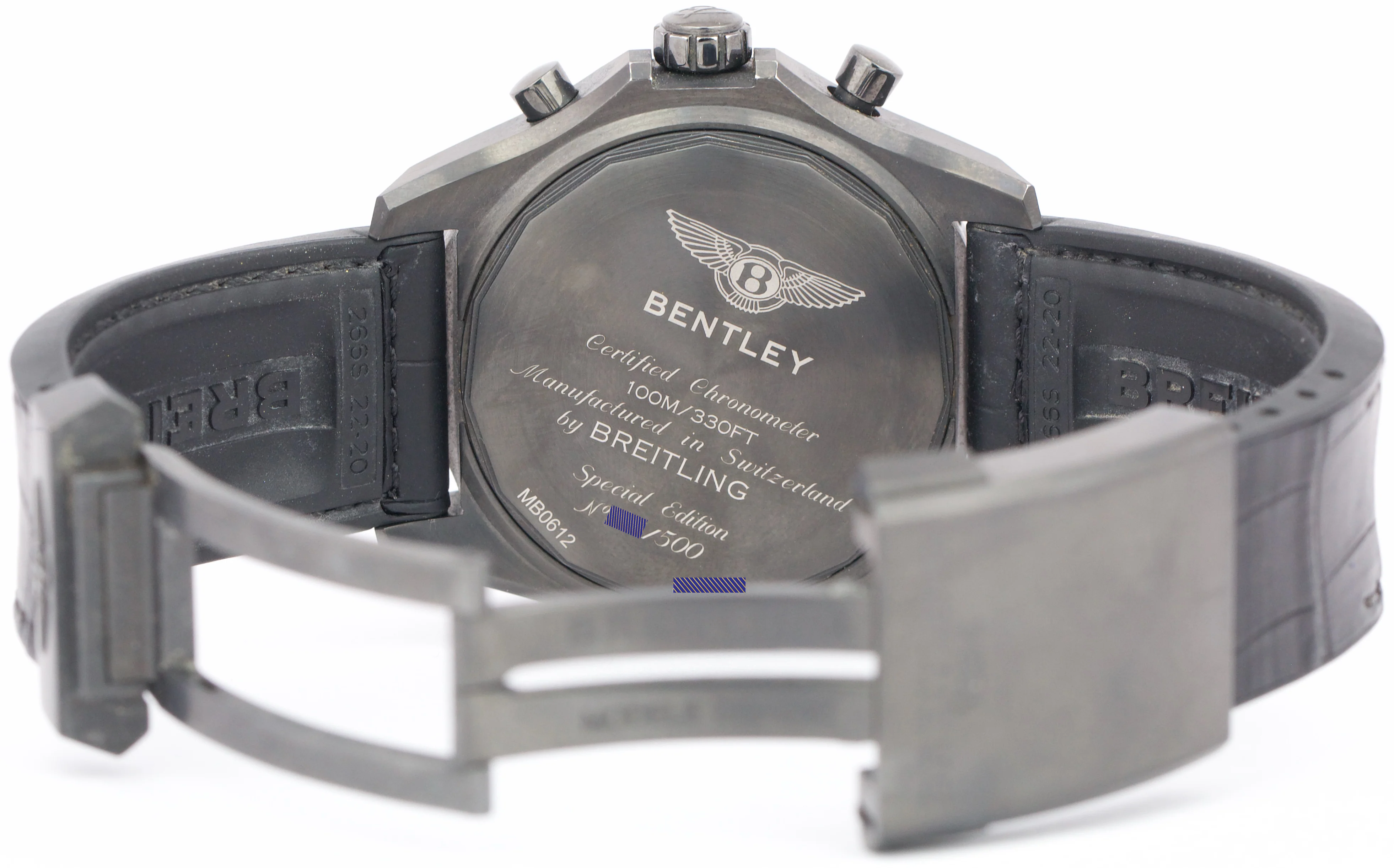 PAPERS Breitling Bentley Black MOP DLC Steel MB0612 Leather LTD 44mm Watch BOX - Image 9