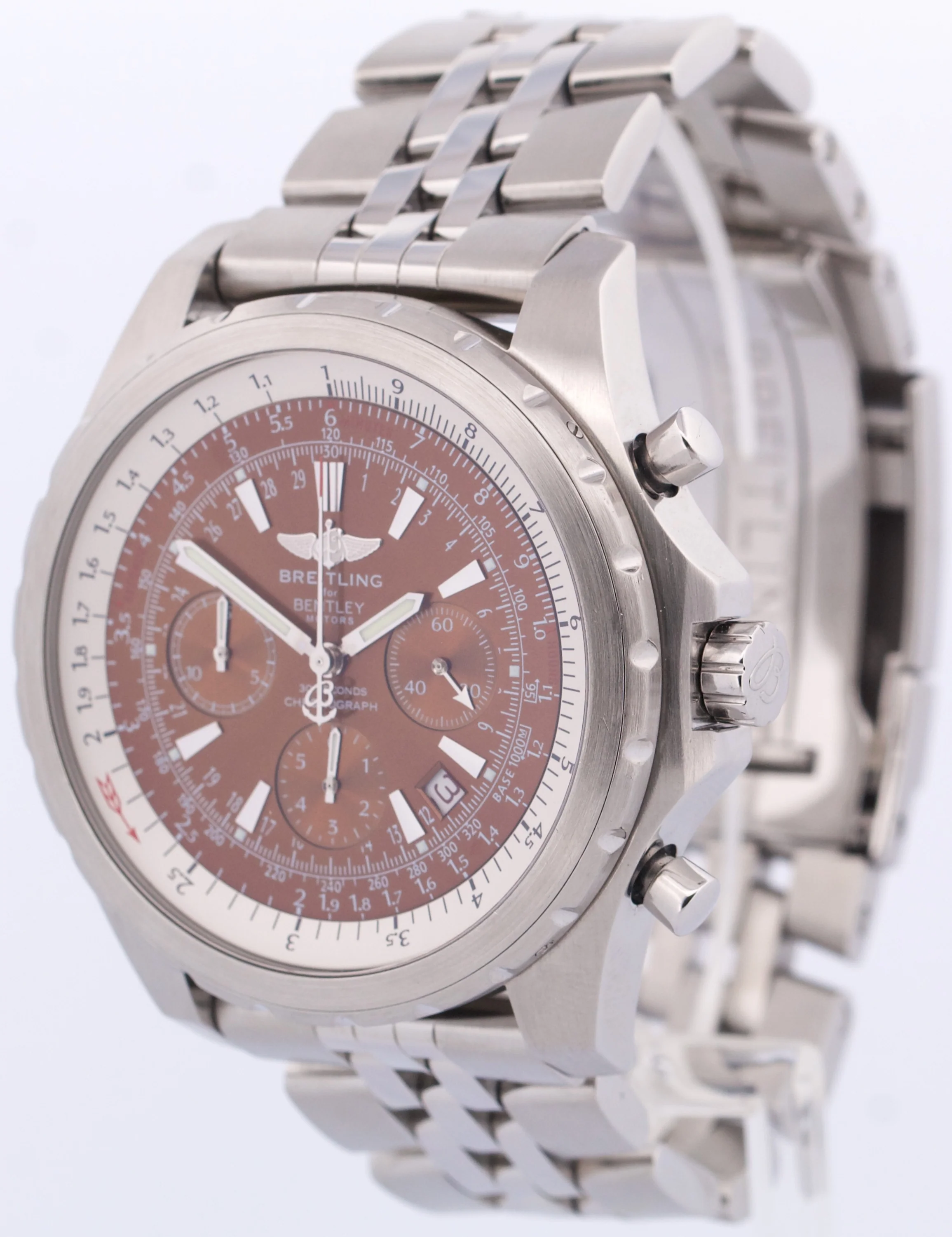 PAPERS Breitling Bentley Motors HAVANA Brown Chronograph Steel A25363 48.7mm BOX - Image 3